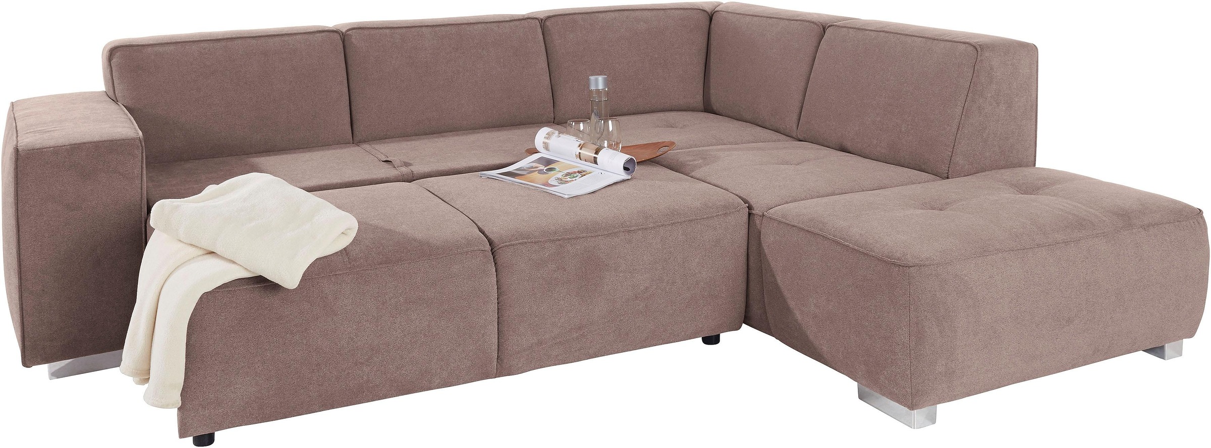 INOSIGN Ecksofa »Sapporo L-Form«, wahlweise Bettfunktion oder Sitztiefenverstellung, Federkern