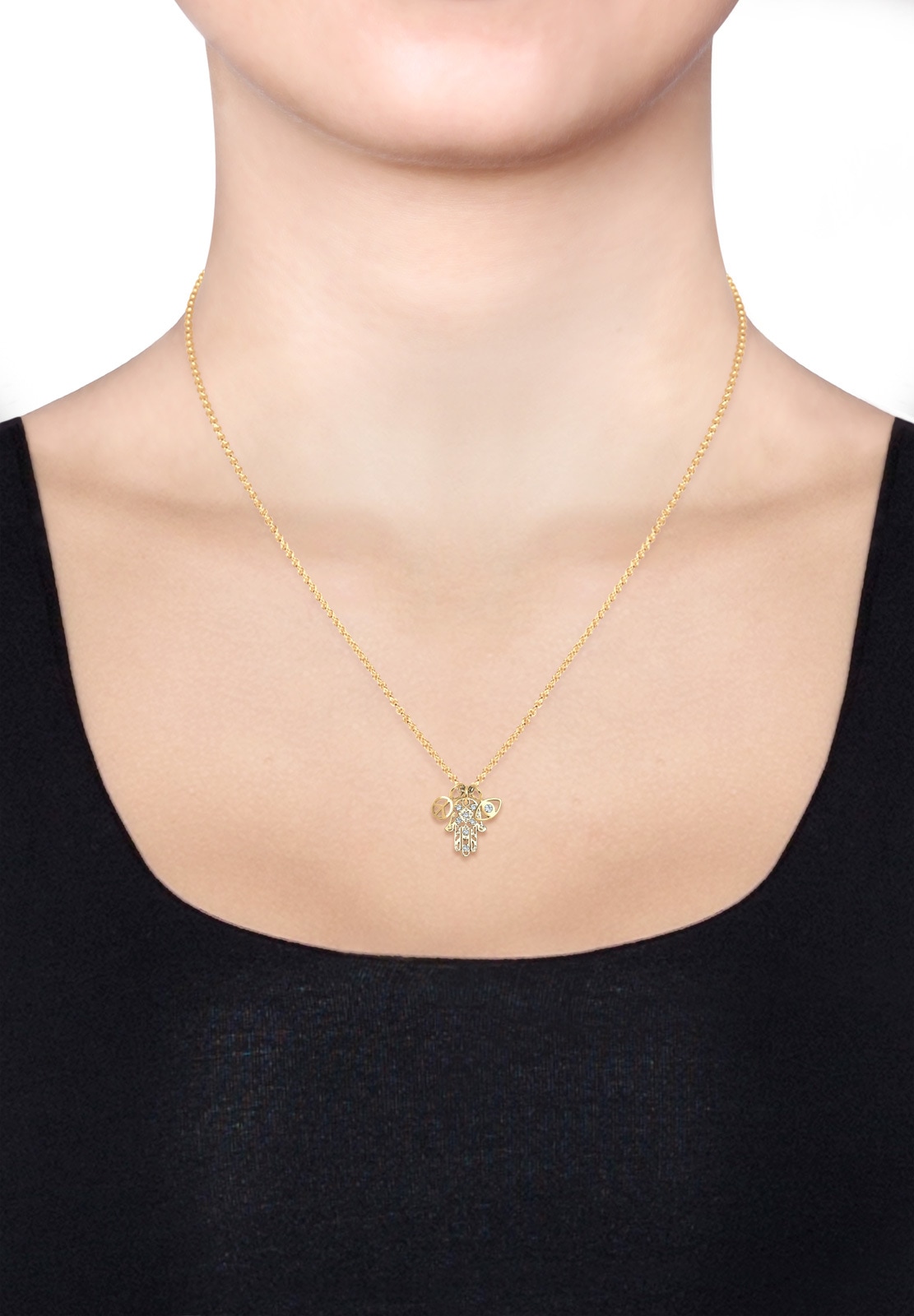 Elli Silberkette »Halskette Hamsa Peace Evil Eye Kristalle 925 Silber«
