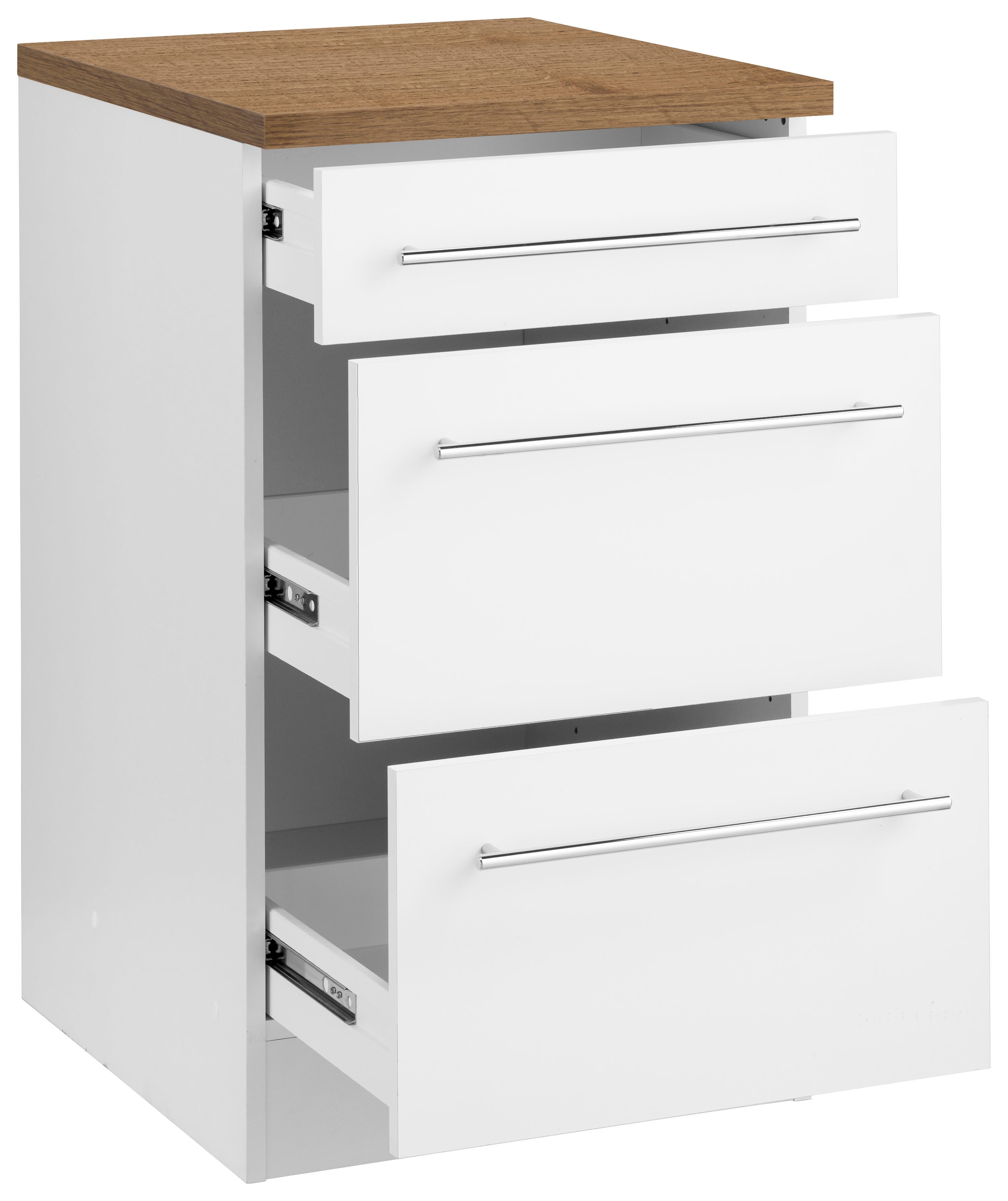 KOCHSTATION Unterschrank »KS-Samos« 50 cm breit, mit 2 großen Auszügen