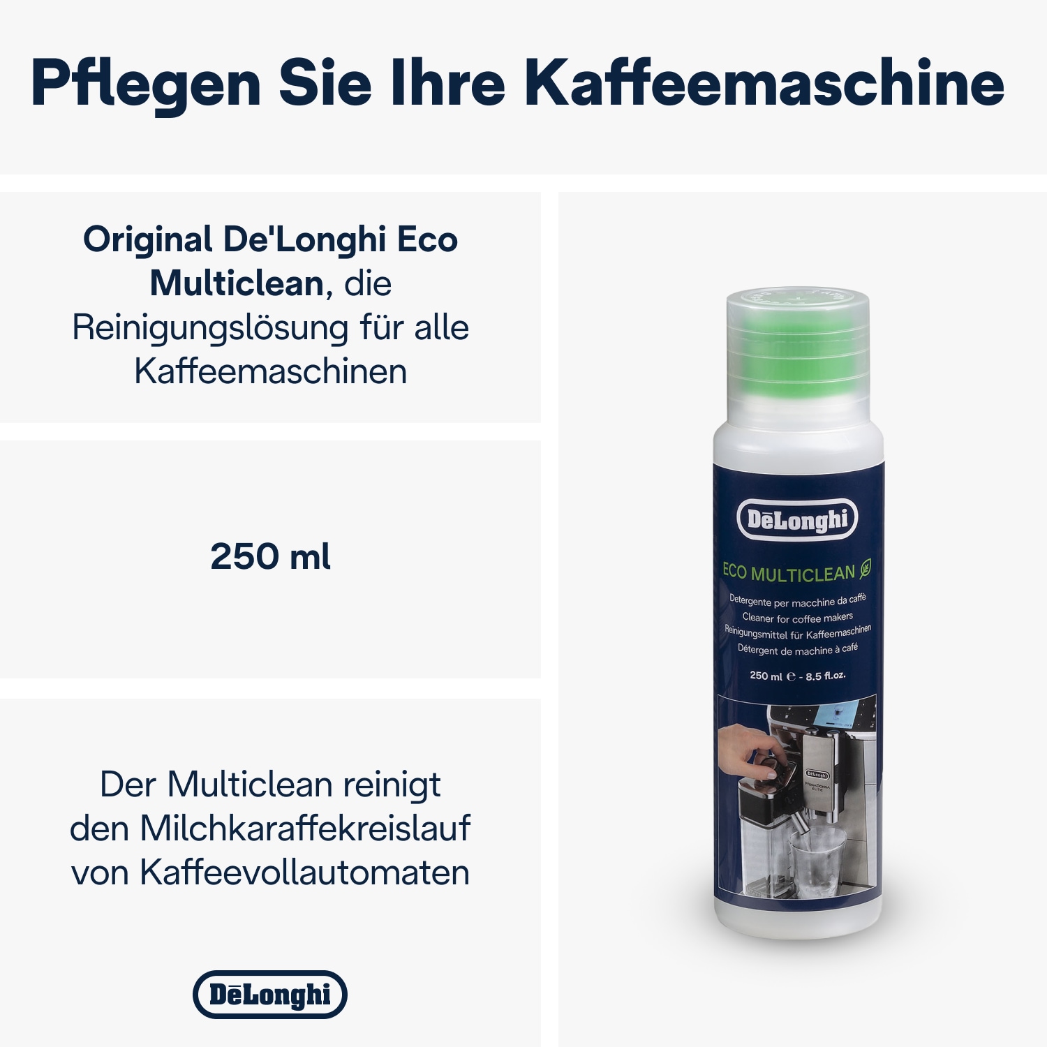 De'Longhi Milchkreislauf-Reiniger »DLSC550 Eco MultiClean« verlängert die Lebensdauer der Maschine