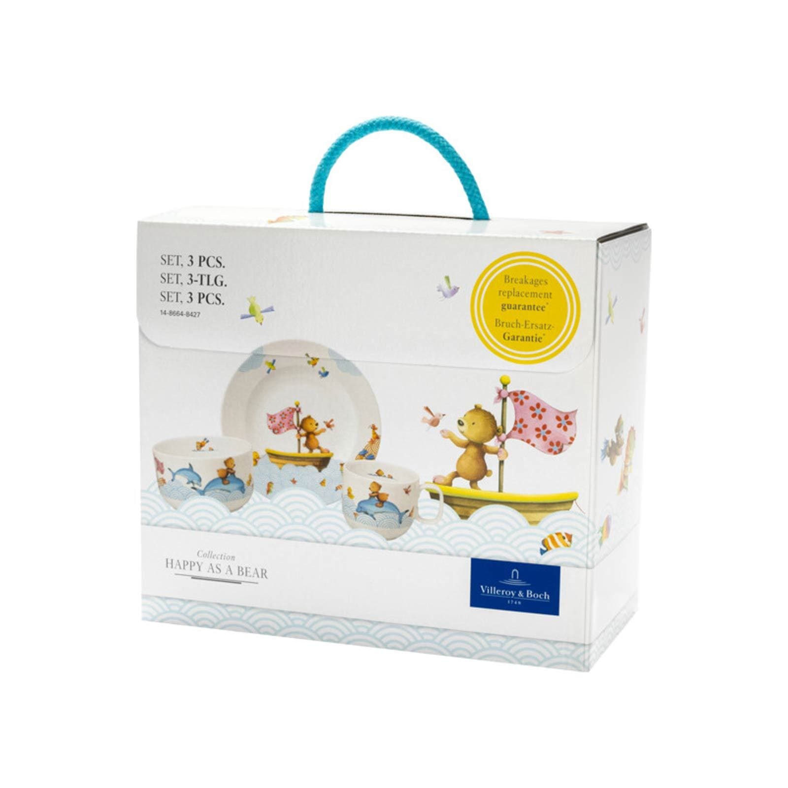 Villeroy & Boch Kindergeschirr-Set »Kindergeschirr Happy as a Bear 3er Set bunt« Spülmaschinenfest, Mikrowellensicher