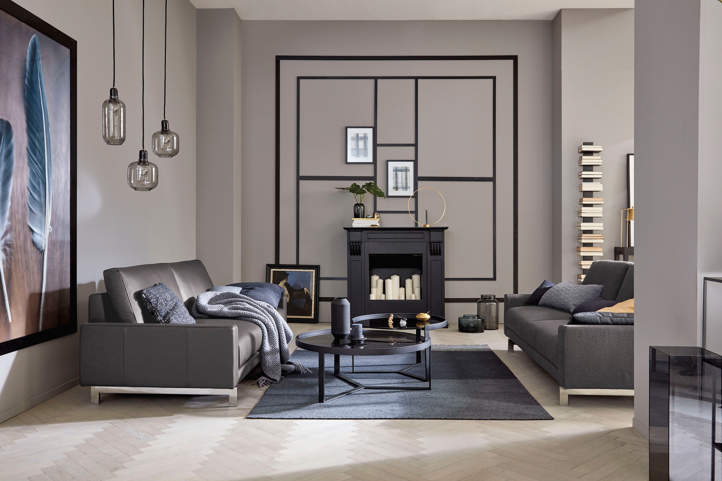 Creation BY ROLF BENZ 2,5-Sitzer »CR.450, Designsofa, Loungesofa«, Armlehne niedrig, Fuß chromfarben glänzend, Breite 184 cm
