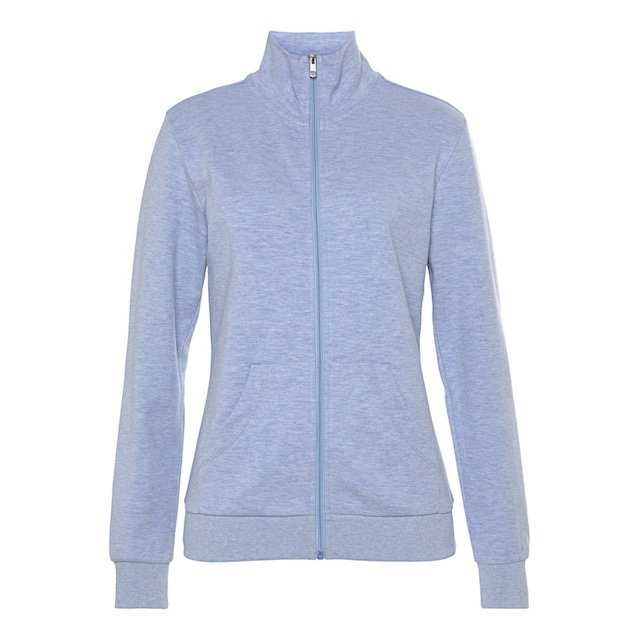 Loungeanzug Loungewear Loungejacke«, ♕ glänzender am Loungewear, Bench. Logostickerei Sweatjacke mit bei »- Stehkragen,