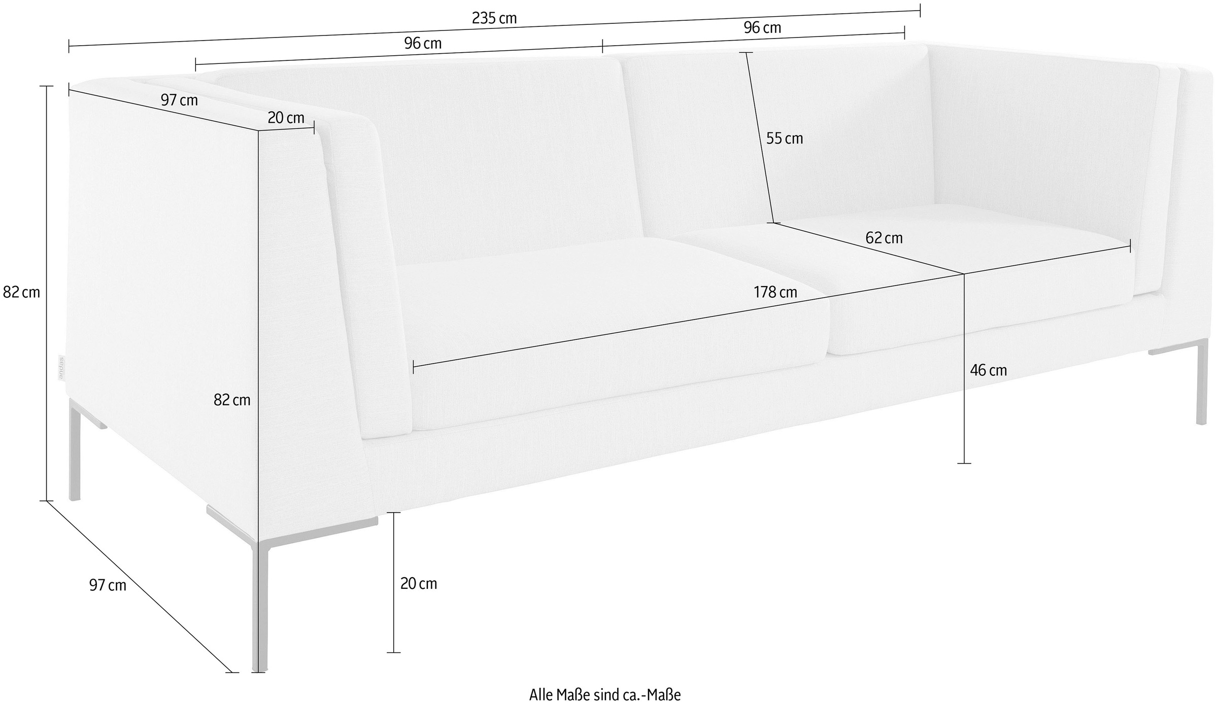 bestellen Metallfüßen mit andas 3-Sitzer »Frode«, online eleganten | UNIVERSAL