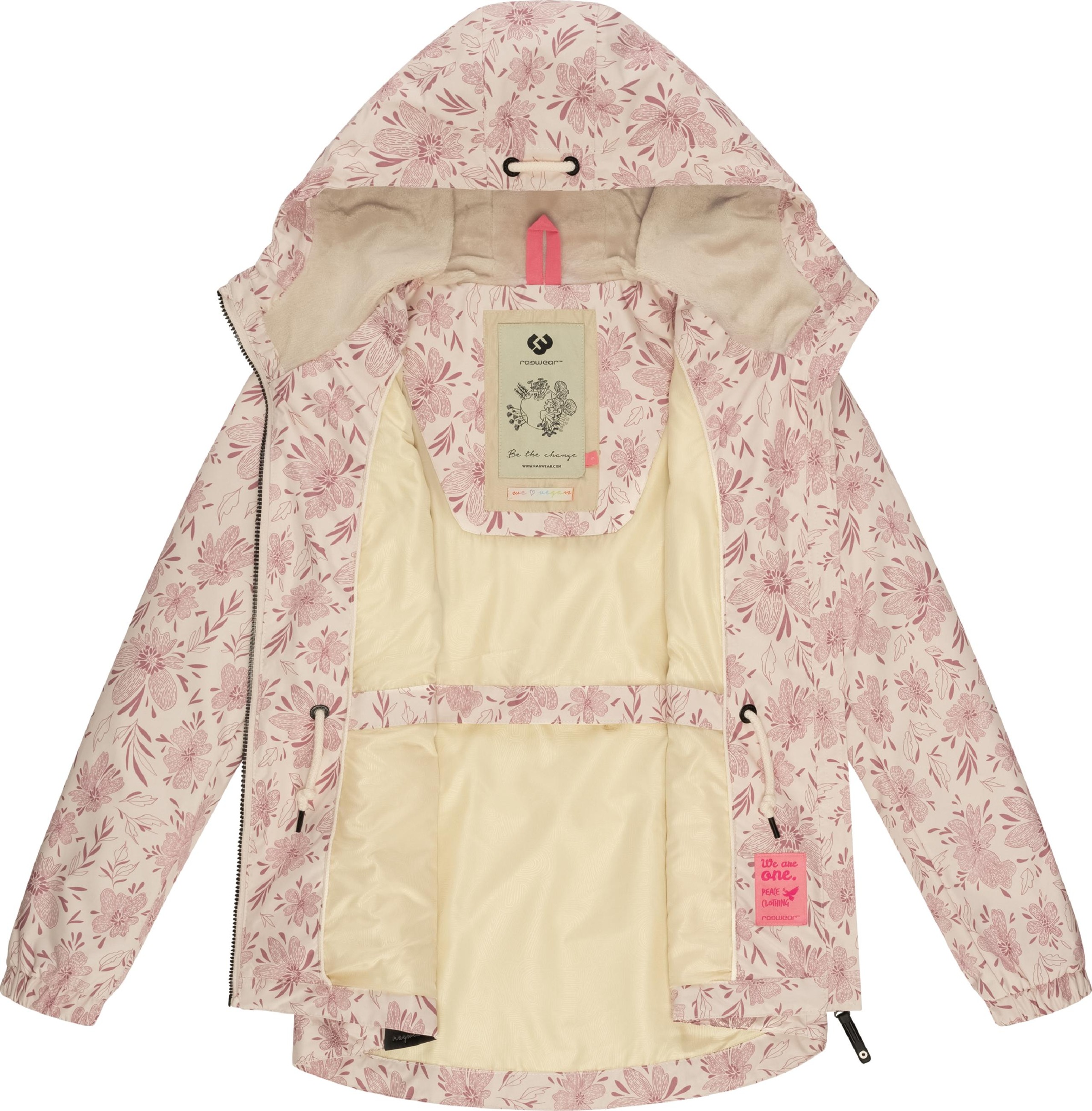 Ragwear Outdoorjacke »Übergangsjacke Dankka Spring«, mit Kapuze, Wasserdichte Damen Jacke mit floralem Allover-Print