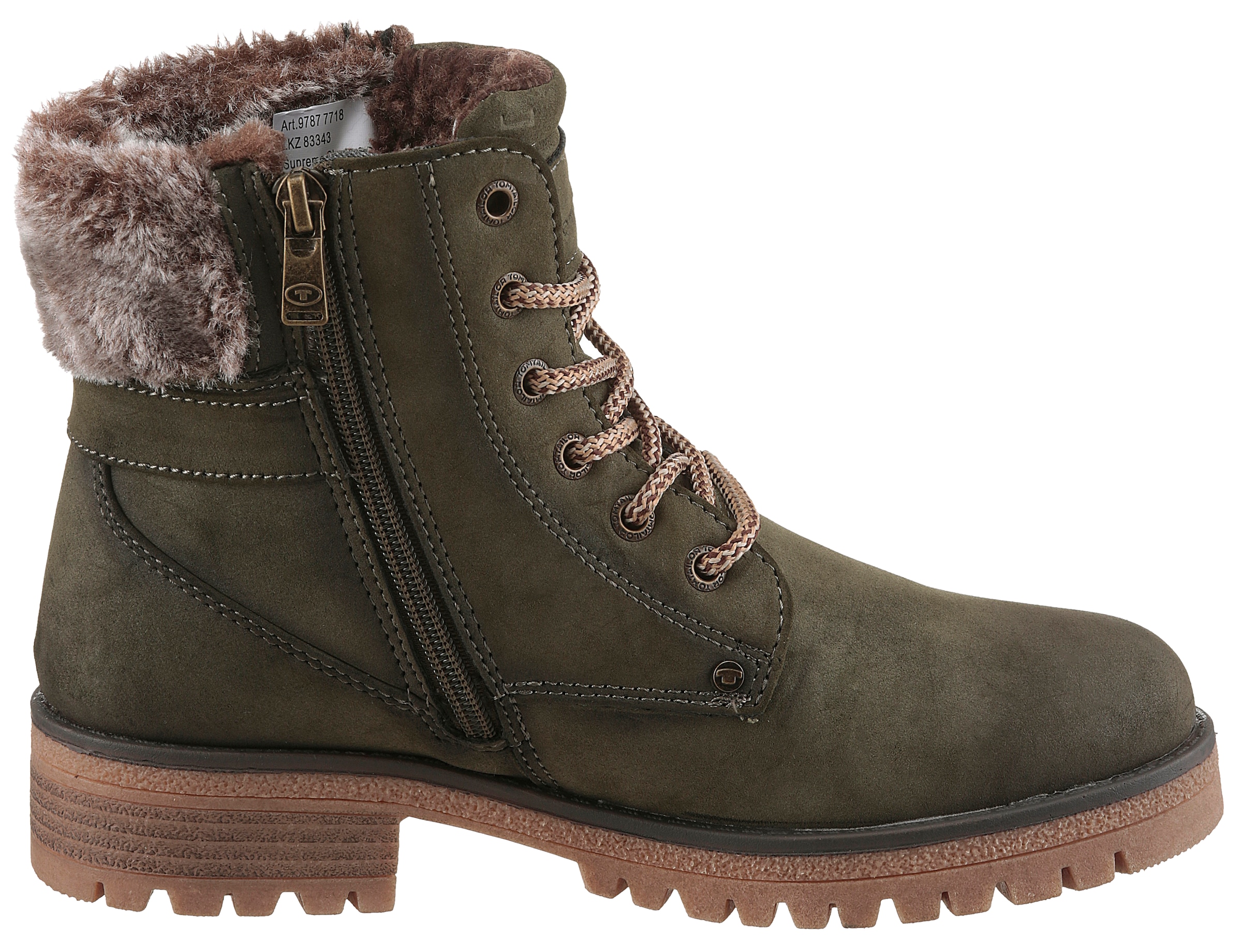 TOM TAILOR Winterboots, Blockabsatz, Schnürboots, Winterstiefelette, modische Zierschnalle