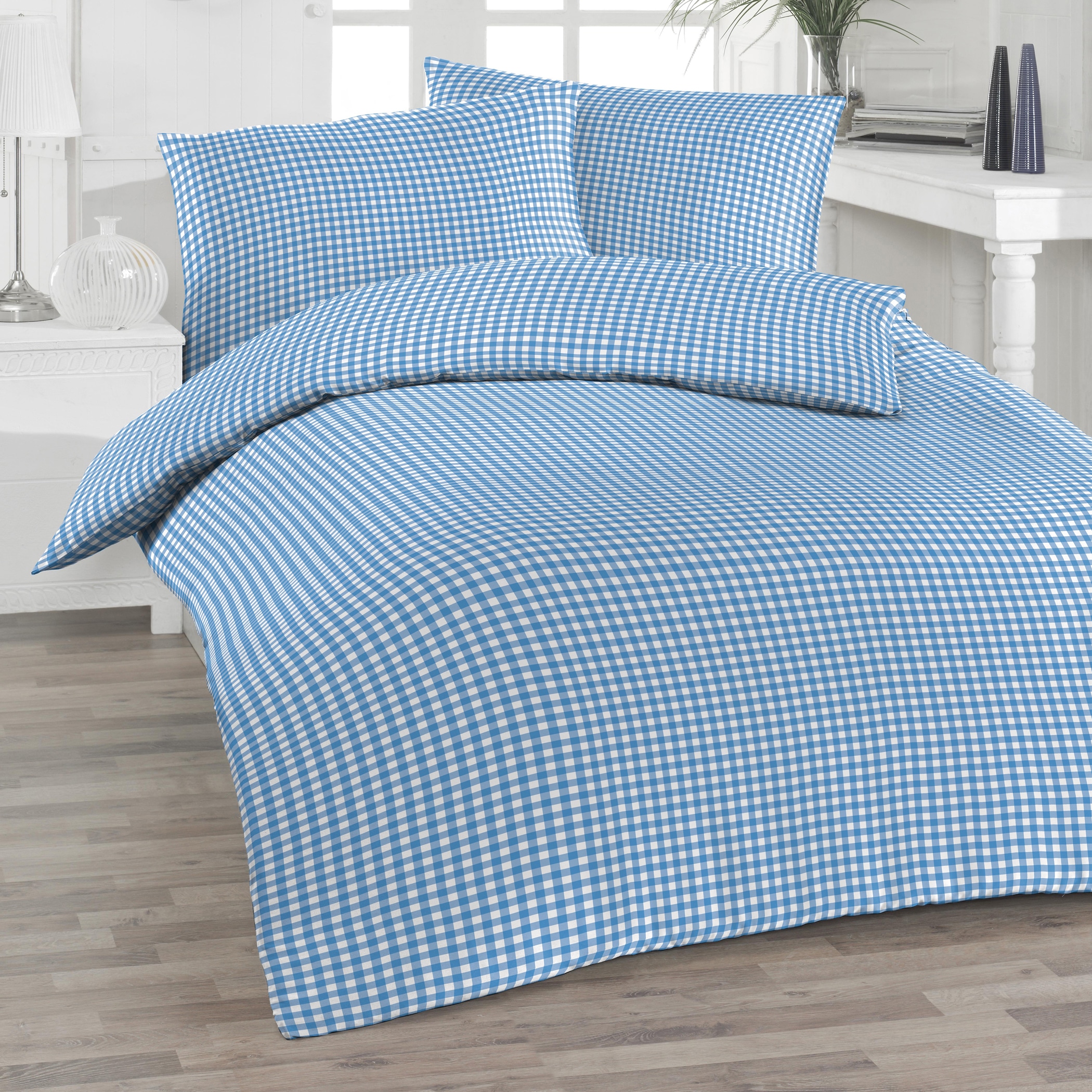 Florella Bettwäsche »Vichy sky Soft-Seersucker, 100% Baumwolle«