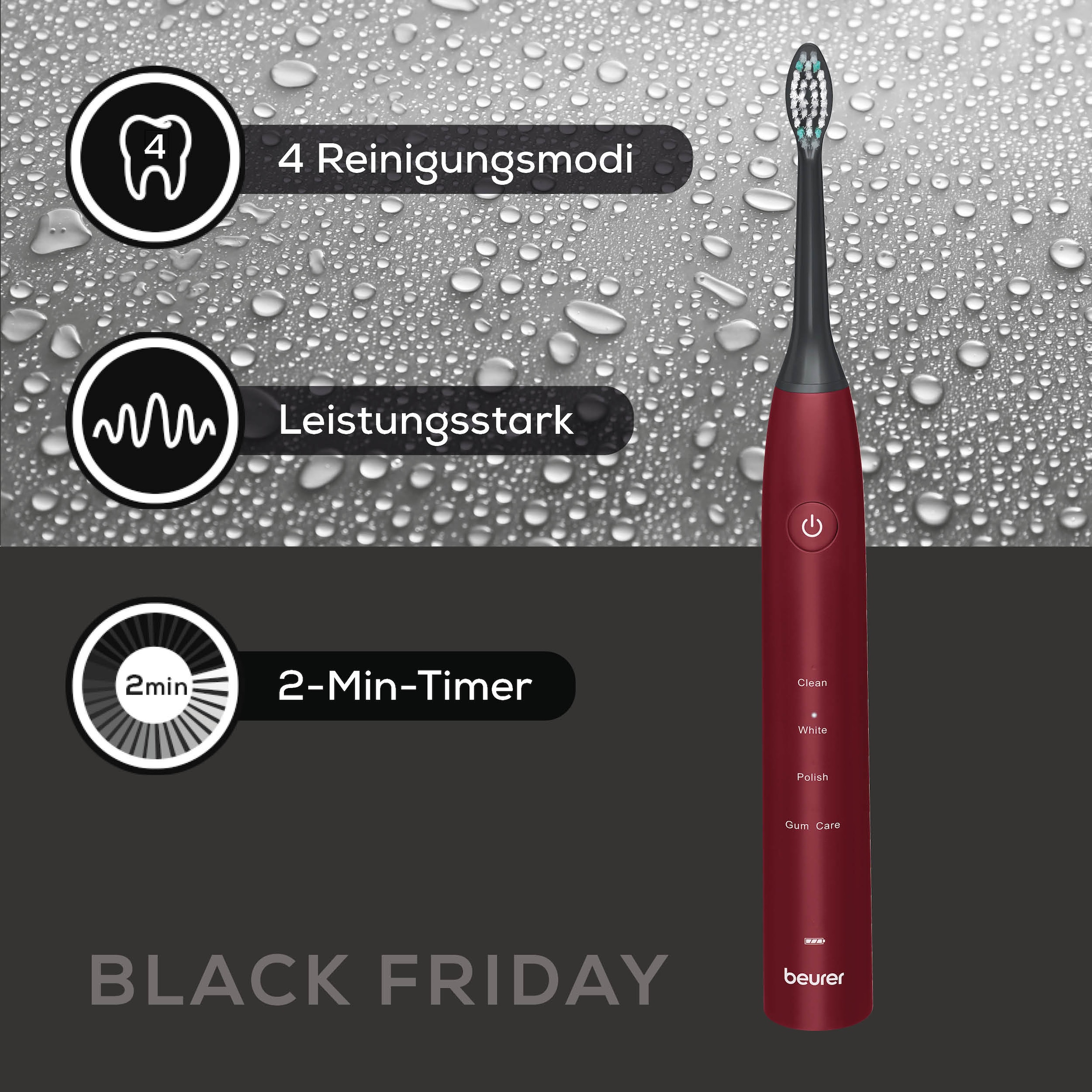 BEURER Schallzahnbürste »SC 30 Limited Edition 2025 Green Planet« 2 Stk. Aufsteckbürsten