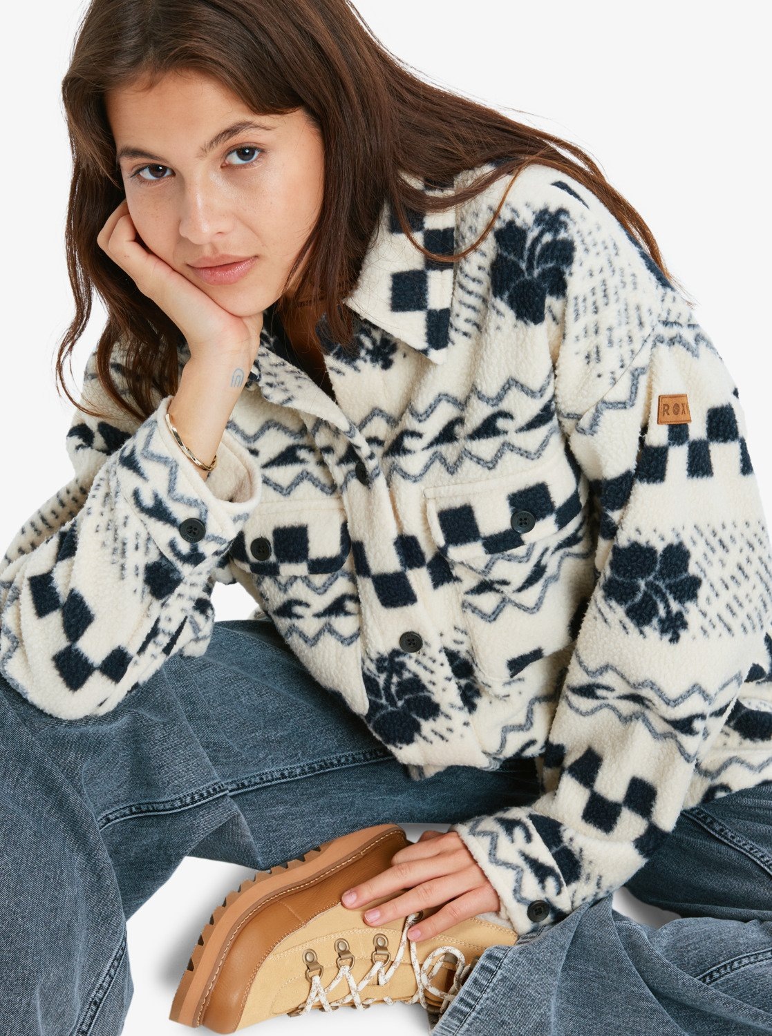 Roxy Fleecejacke »MORNING CRUSH SHACKET« mit Kapuze, aus Polyester, sportlicher Stil