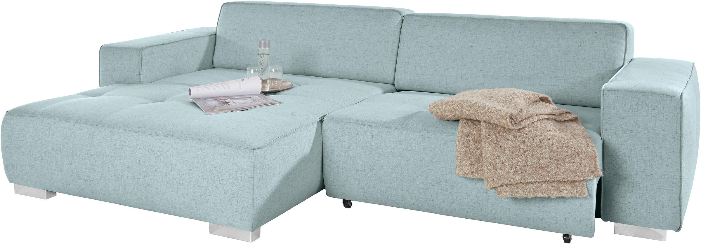 INOSIGN Ecksofa »Sapporo L-Form«, wahlweise Bettfunktion oder Sitztiefenverstellung, Federkern