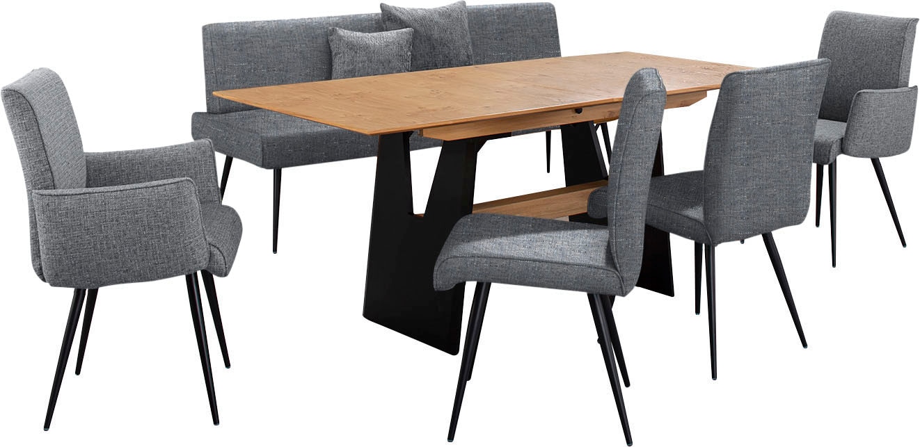 K+W Komfort & Wohnen Essgruppe »Giacomo I« 6 Stk. tlg. 2 Stühle und 2 Armlehnenstühle, Polsterbankbreite 200cm oder 177cm