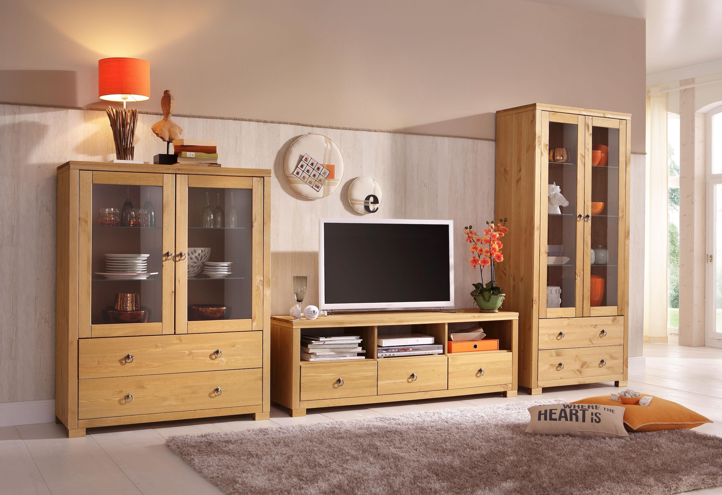 1 3 Raten auf St.), (Set, affaire bestehend und »Gotland«, Home aus TV-Lowboard Wohnwand 1 bestellen Highboard, 1 Vitrine