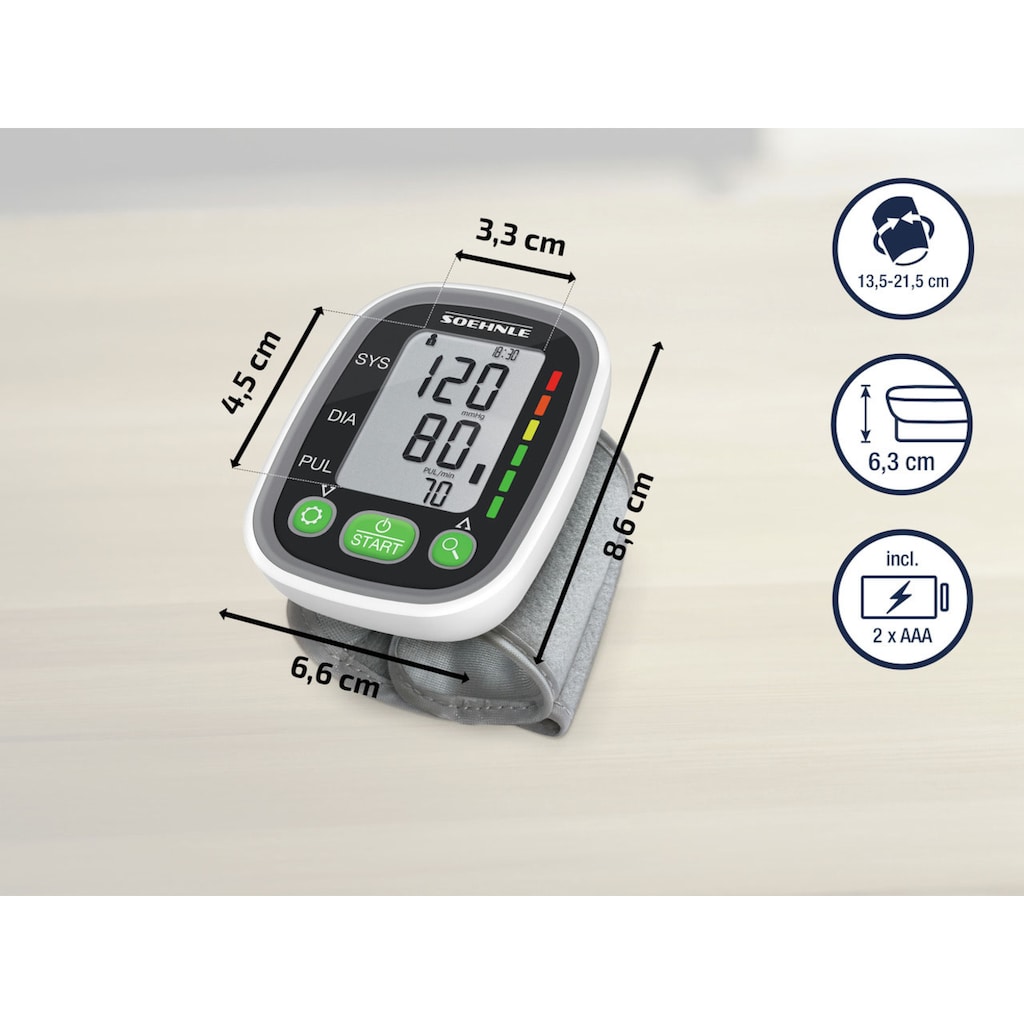 Soehnle Handgelenk-Blutdruckmessgerät »Systo Monitor 100«, erkennt unregelmäßige Herzschläge