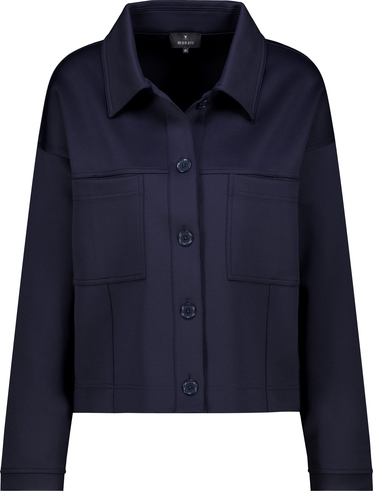 Monari Sweatjacke Hemdkragen, große Brusttaschen, elastische Qualität