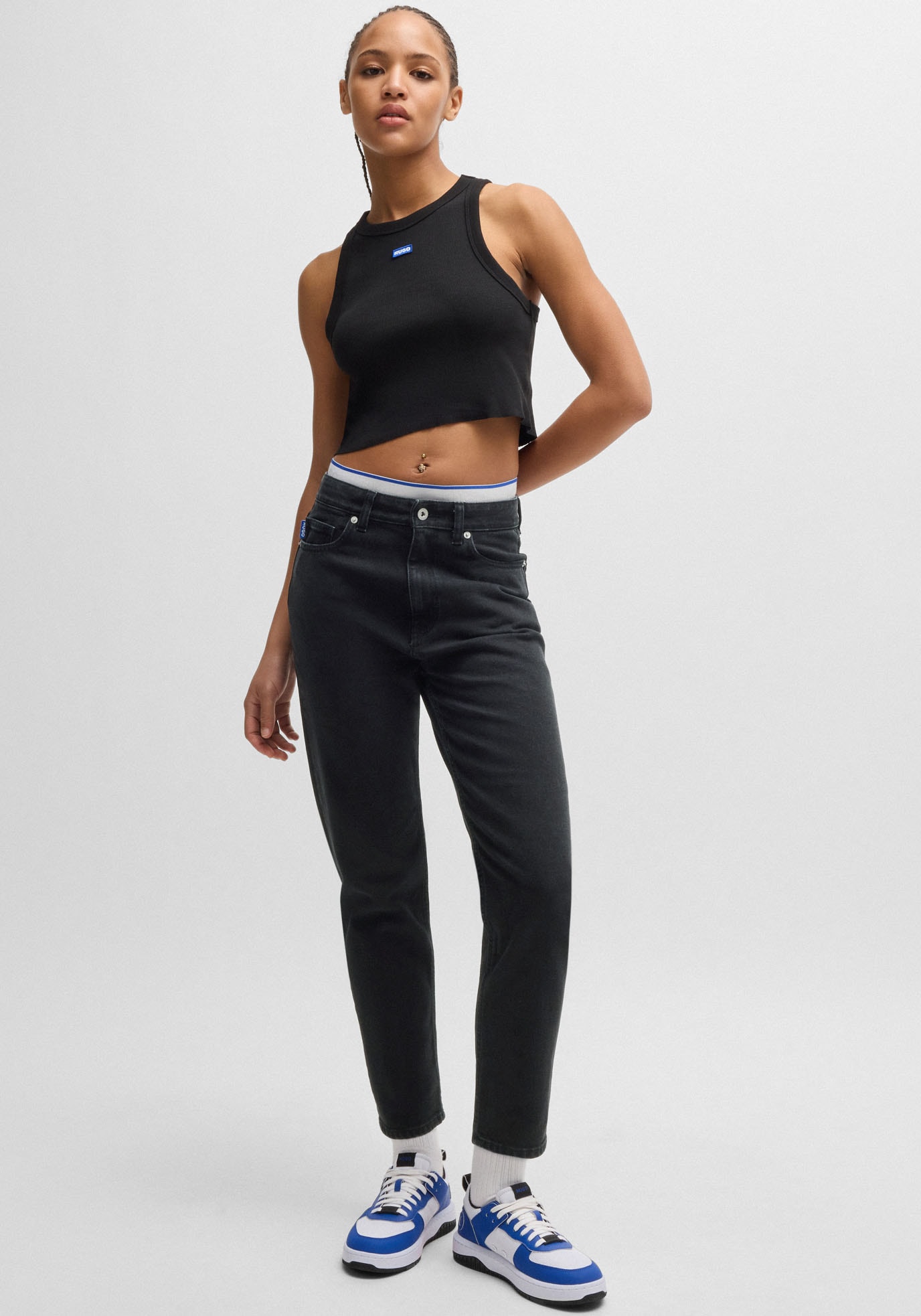 HUGO Blue Mom-Jeans »Noe«, Straight Fit Jeans mit hoher Leibhöhe