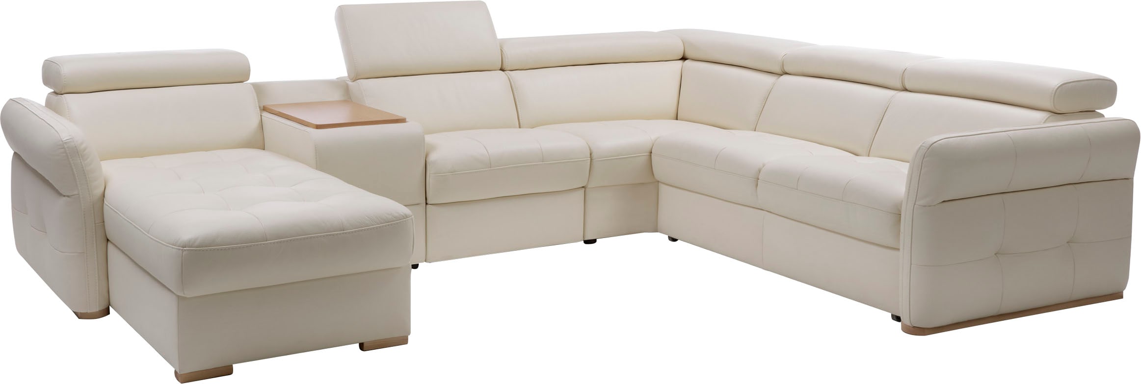 exxpo - sofa fashion Wohnlandschaft »Massimo, Familien Sofa mit viel Platz, Lederbezug, bequem, komfortabel«, U-Form, inkl. Bettfunktion, Bettkasten, elektr. Relaxfunktion