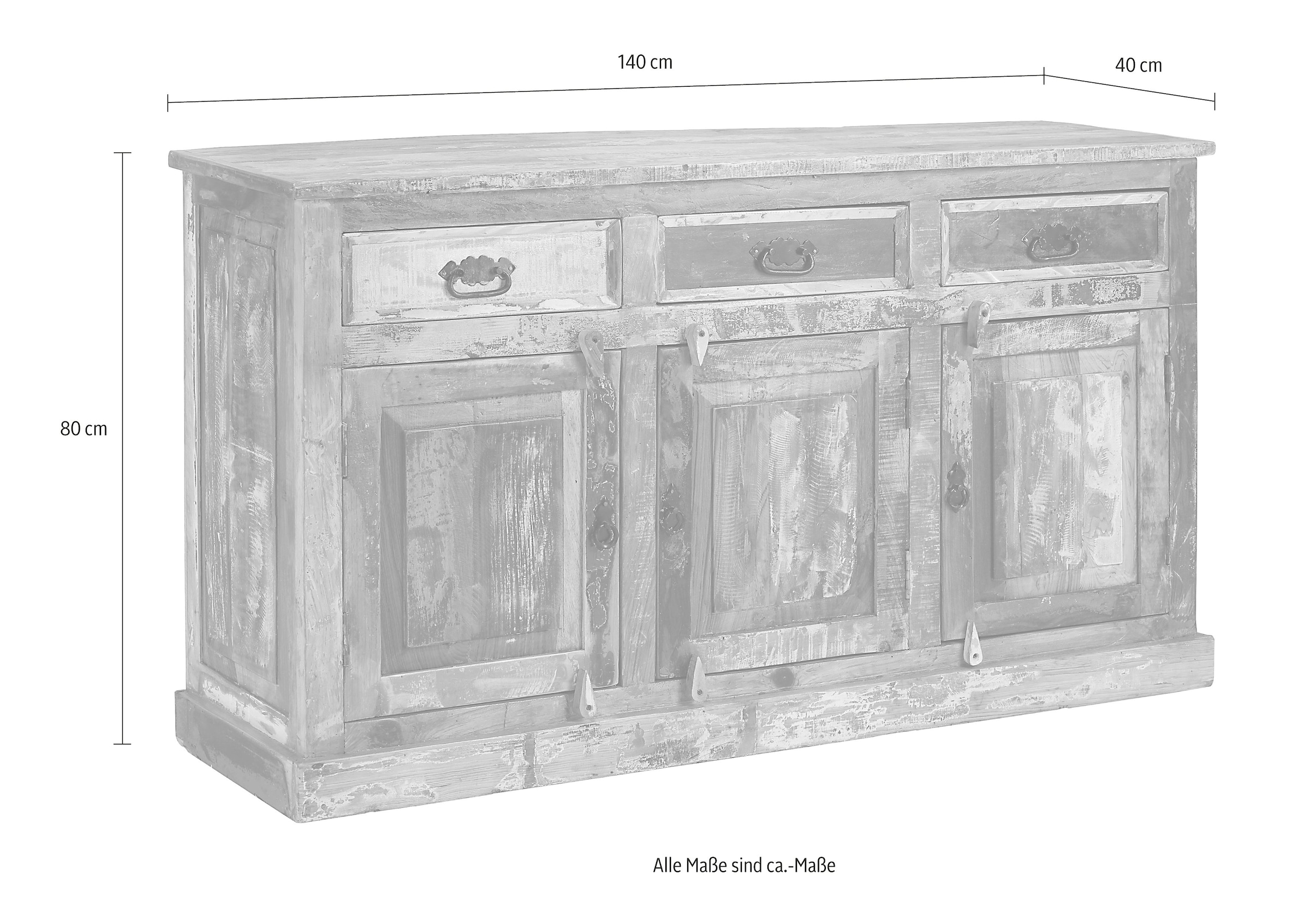 SIT Sideboard Shabby auf bestellen Altholz, cm, Chic, recyceltem Raten 40 »Riverboat«, Breite Vintage aus