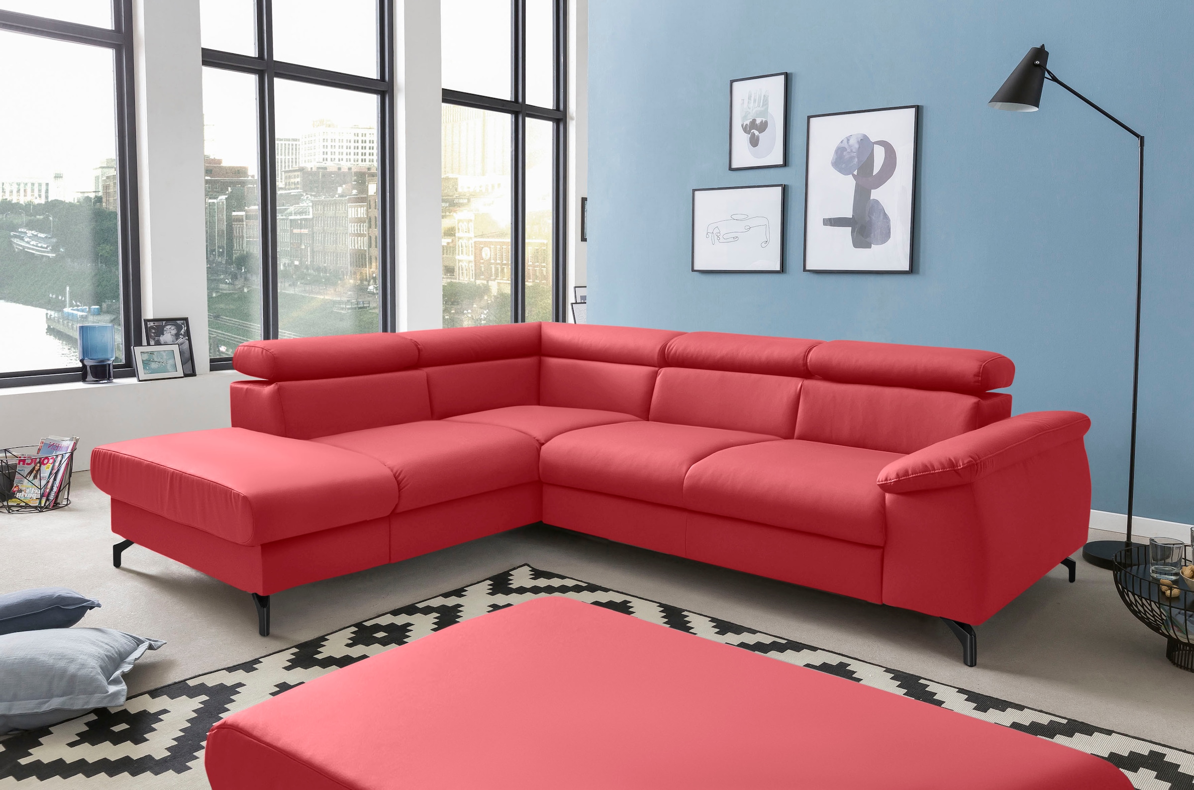 COTTA Ecksofa »Komaris L-Form«, mit Kopfteilverstellung, wahlweise mit Bettfunktion & Bettkasten