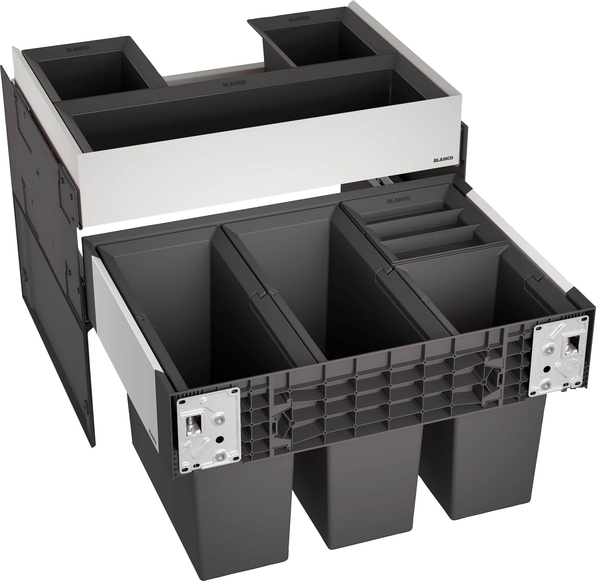 Blanco Mülltrennsystem "Select II XL 60/4" 4 Behälter Orga, Kunststoff, Stahlblech, 600 mm Untermass