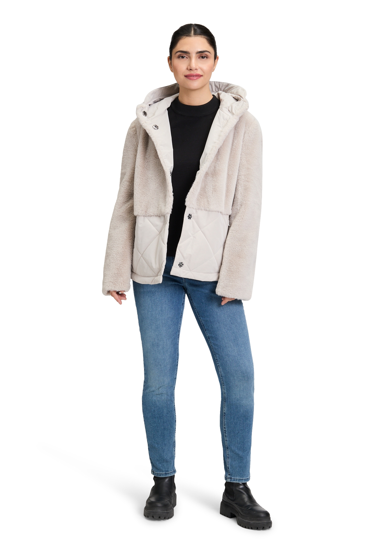 Amber & June Plüschjacke »Plüschjacke mit Kapuze«