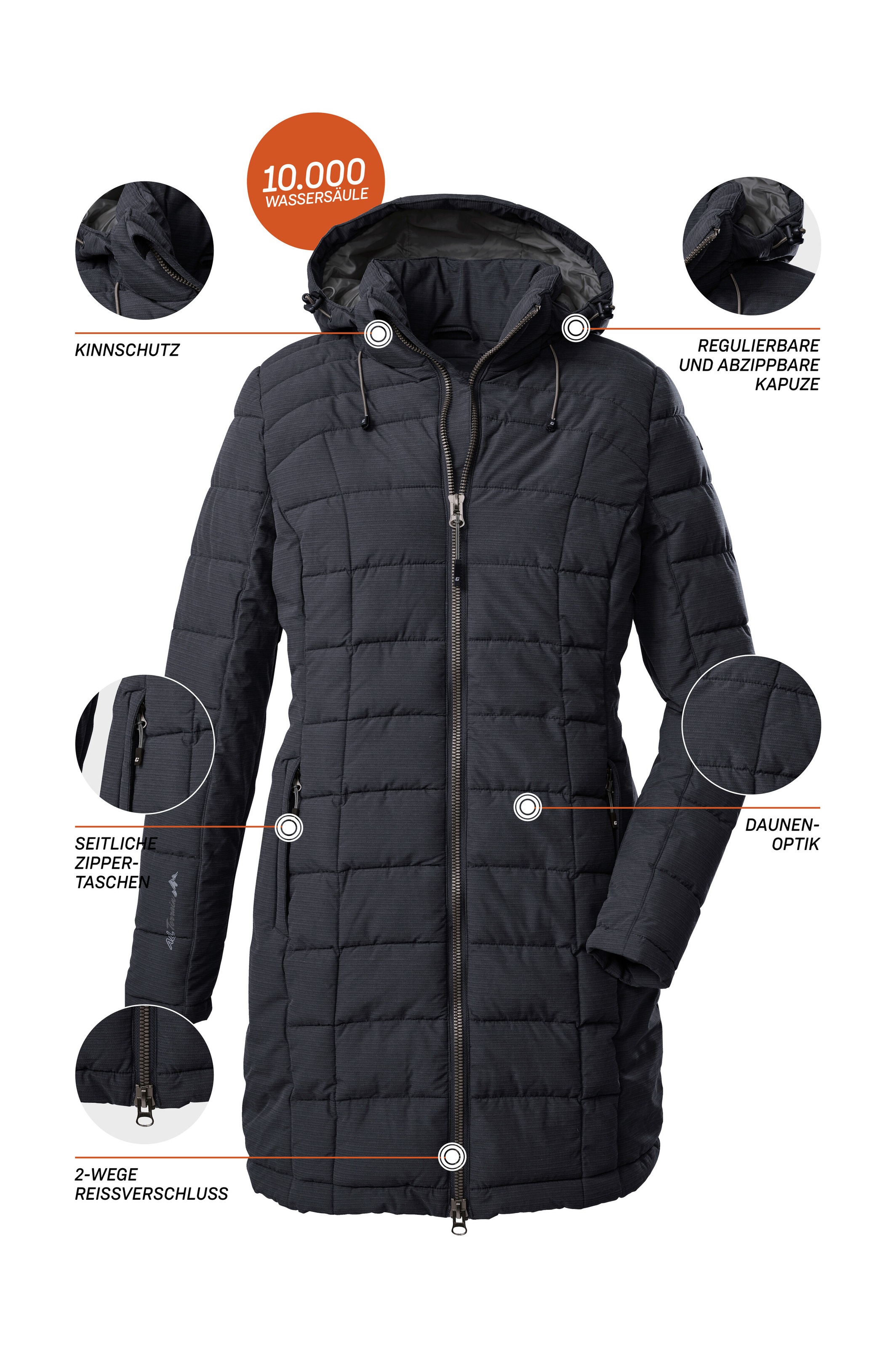 Killtec Steppmantel »Skane WMN Quilted PRK«, Moderner Parka von killtec: warm, wasser- und winddicht, atmungsaktiv