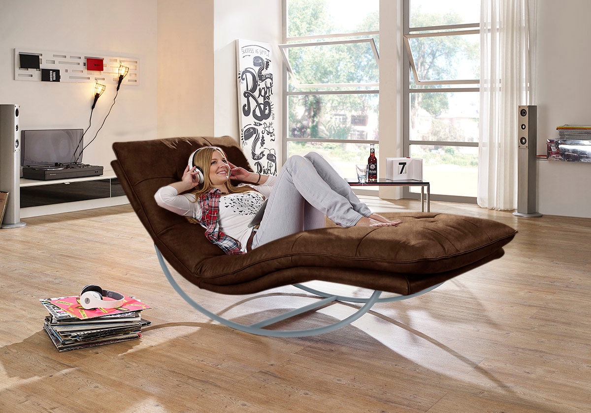 W.SCHILLIG Relaxliege »daily dreams«, in Waffelkissen-Optik, Schaukelgestell silber matt, in 2 Breiten
