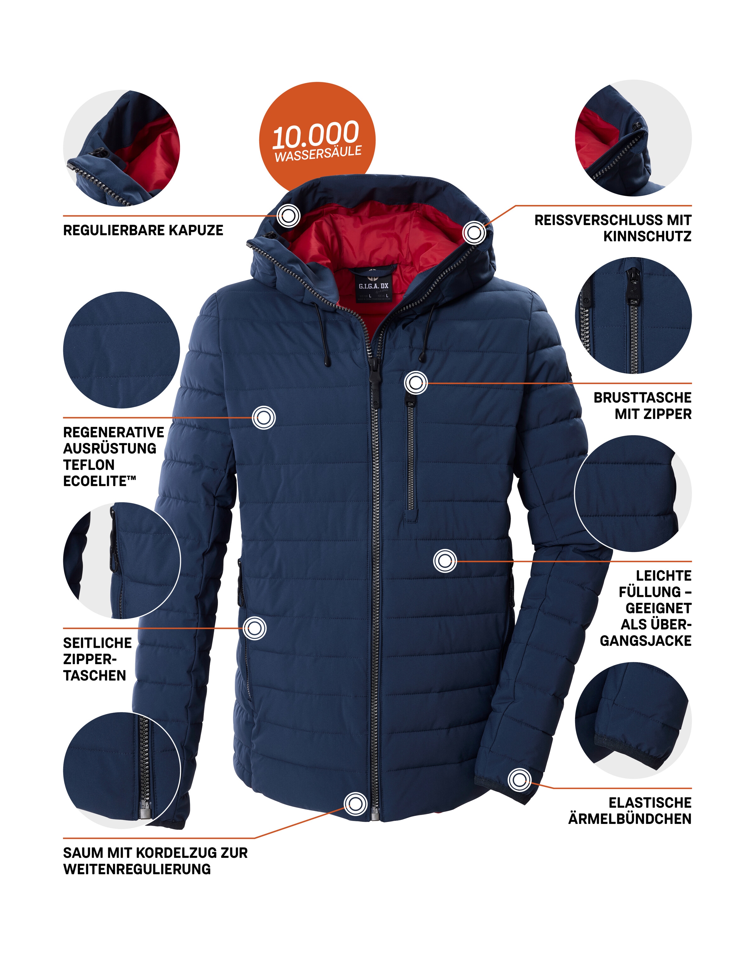 G.I.G.A. DX by killtec Steppjacke »GW 15 MN QLTD JCKT« Winddichte, wasserabweisende Herren Steppjacke mit Teflon EcoElite™