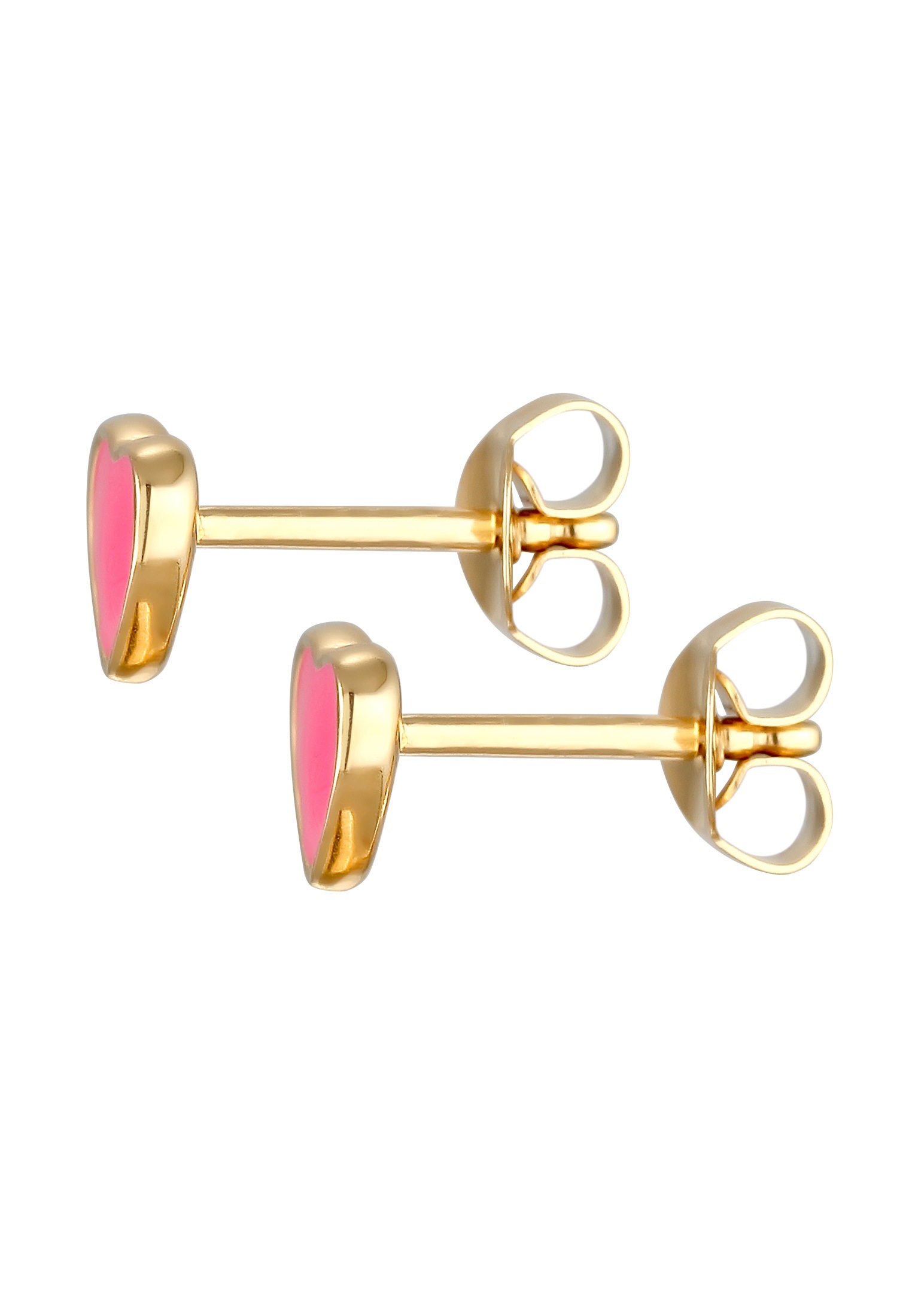 Elli Paar Ohrstecker »Ohrringe Kinder Herz Stecker Rosa Emaille 925 Silber«