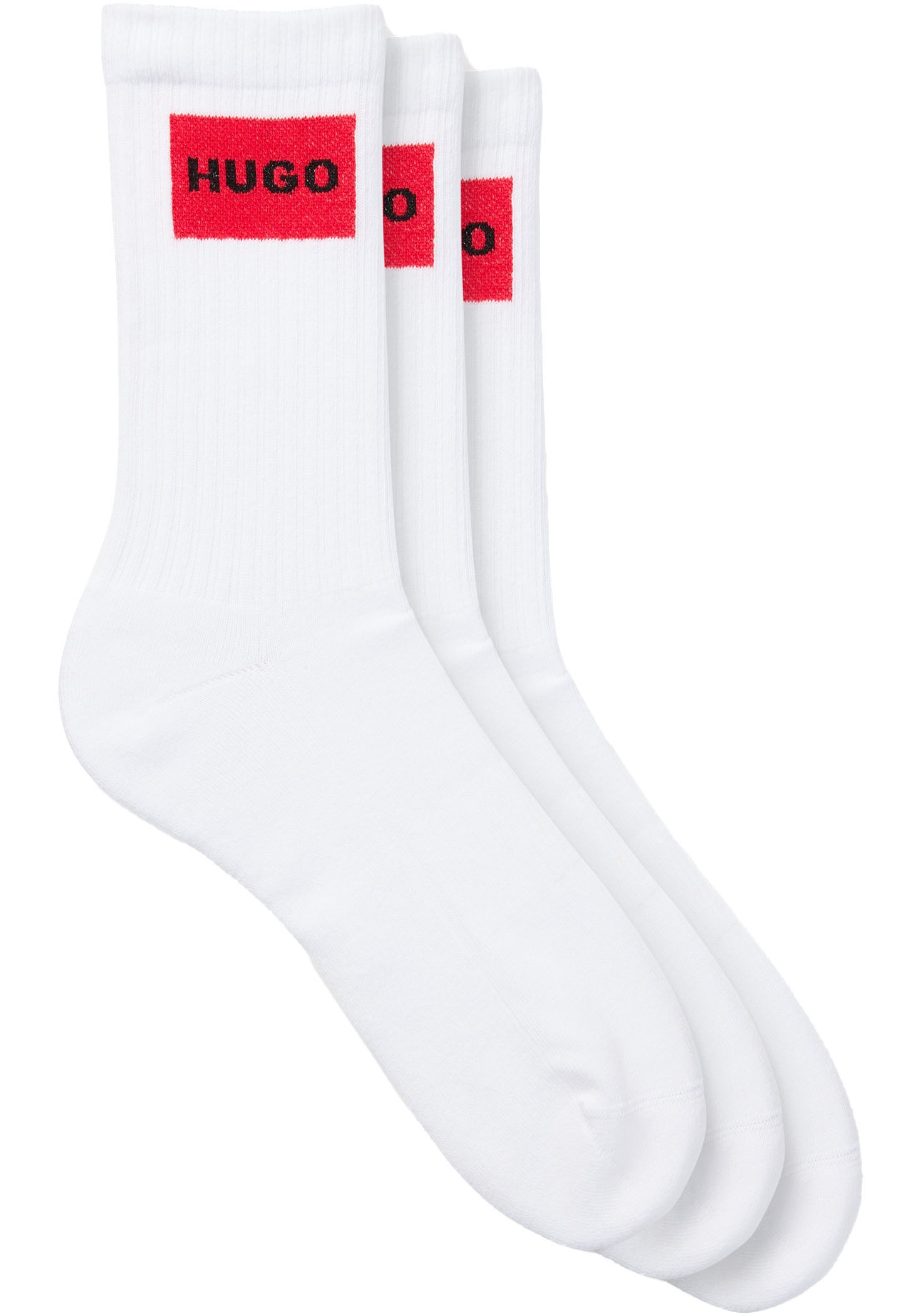 HUGO Underwear Freizeitsocken »3P QS RIB LABEL«, (Packung, 3 Paar, 3er), mit kontrastfarbenen HUGO Logo