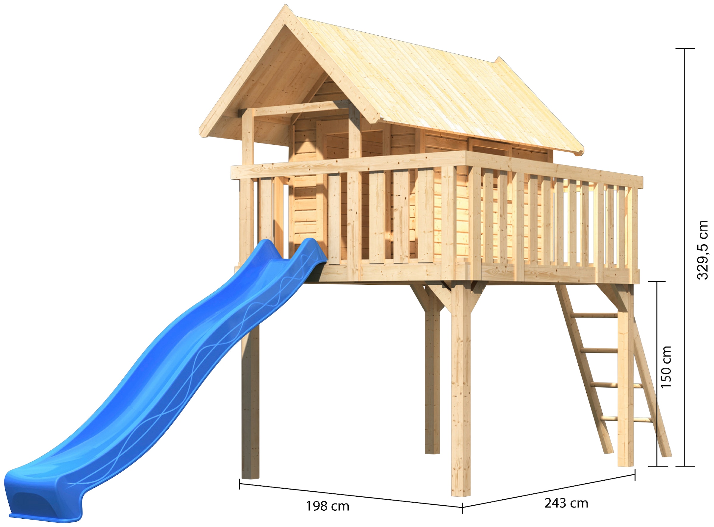AKUBI Spielturm »Fidel« BxTxH: 198x243x329,5 cm, mit Rutsche in blau