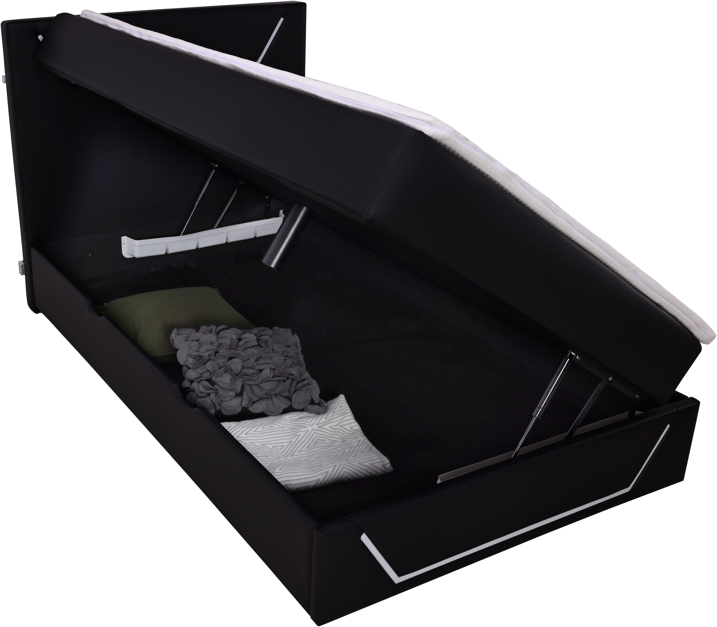 Home affaire Boxbett »GALAXY inkl. Bettkasten, mit grüner LED-Beleuchtung, Breite: 120cm« Gamingbett mit USB-C und USB-A Anschluss am Kopfteil, inkl. Topper