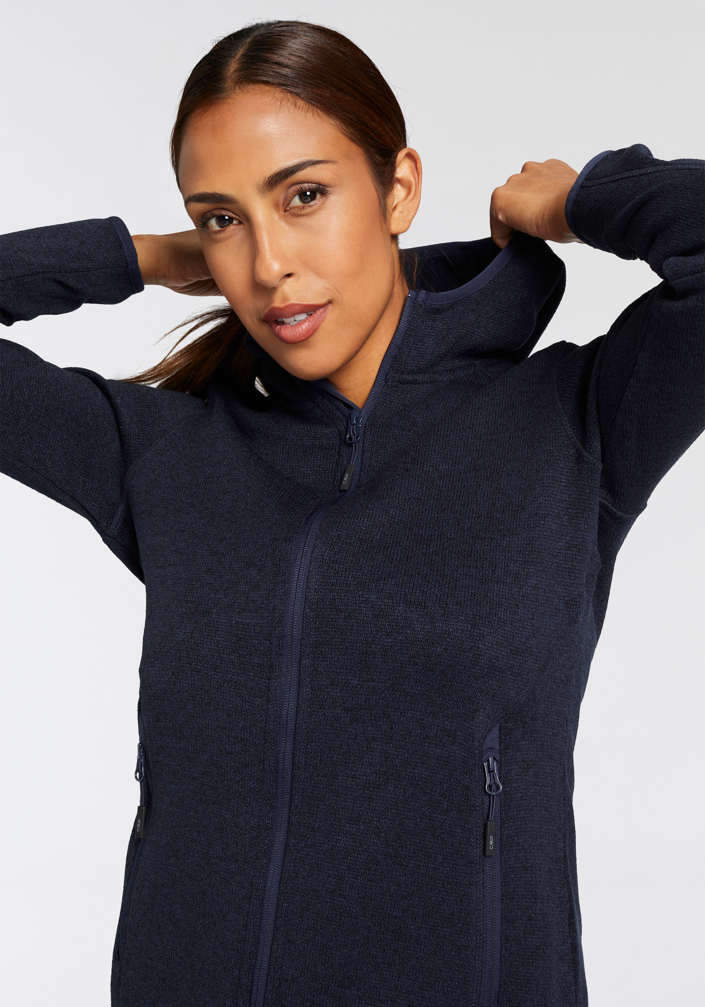 CMP Strickfleecejacke »KNITTED MELANGE HOODY WOMAN HOODY«, (1 St.), mit Kapuze, Wärmend und