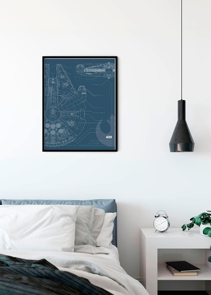 Komar Bild »Star Wars Blueprint Falcon« Star Wars 1 Stk. tlg. Wandbild zur Dekoration im Kinderzimmer - ohne Rahmen