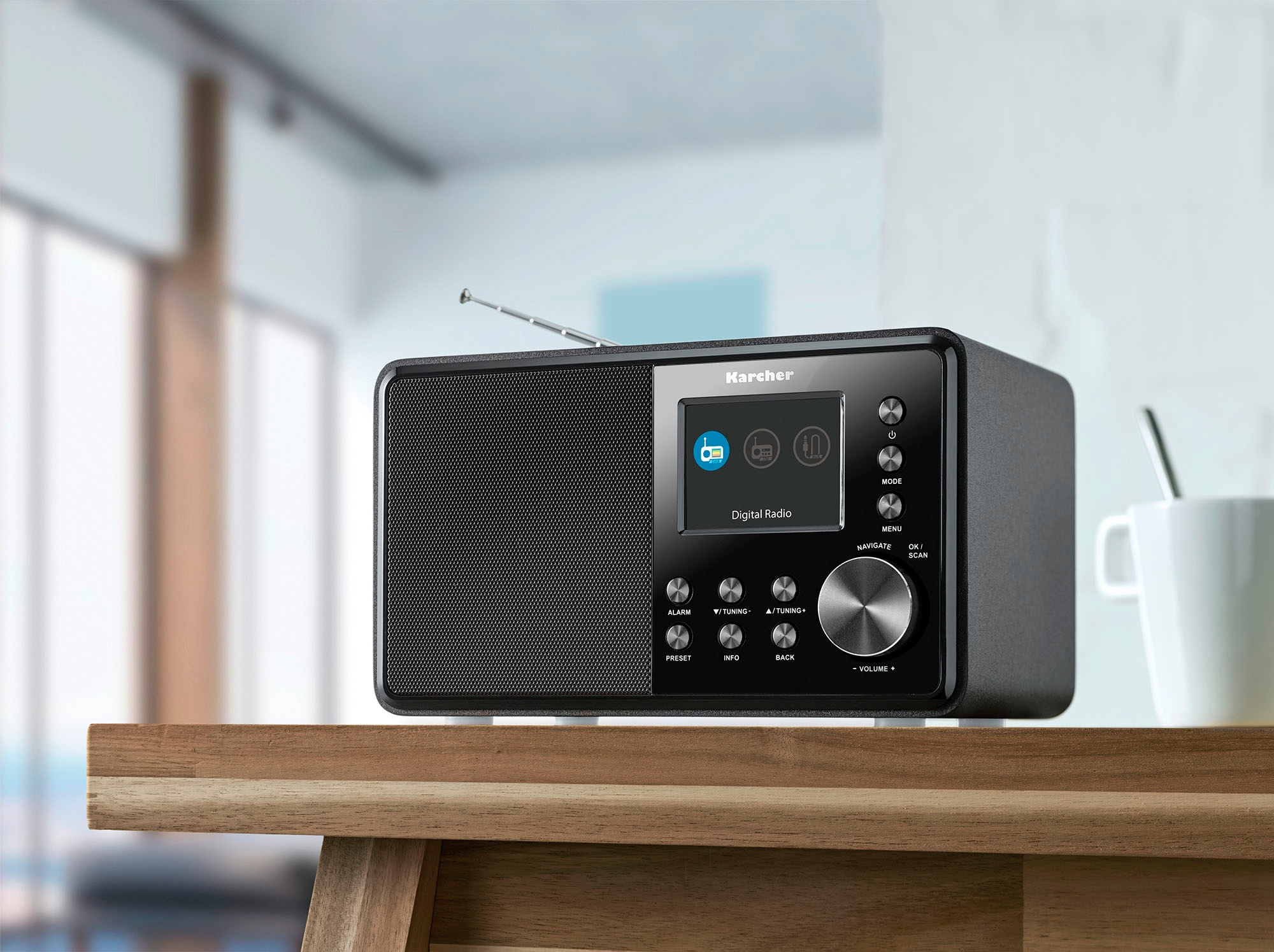 Karcher Digitalradio (DAB+) »DAB 3000«, (Digitalradio (DAB+)-FM-Tuner mit RDS-UKW mit RDS 3 W), FM-Tuner mit RDS, UKW mit RDS, 3 W, Radio mit Farbdisplay, AUX-Eingang