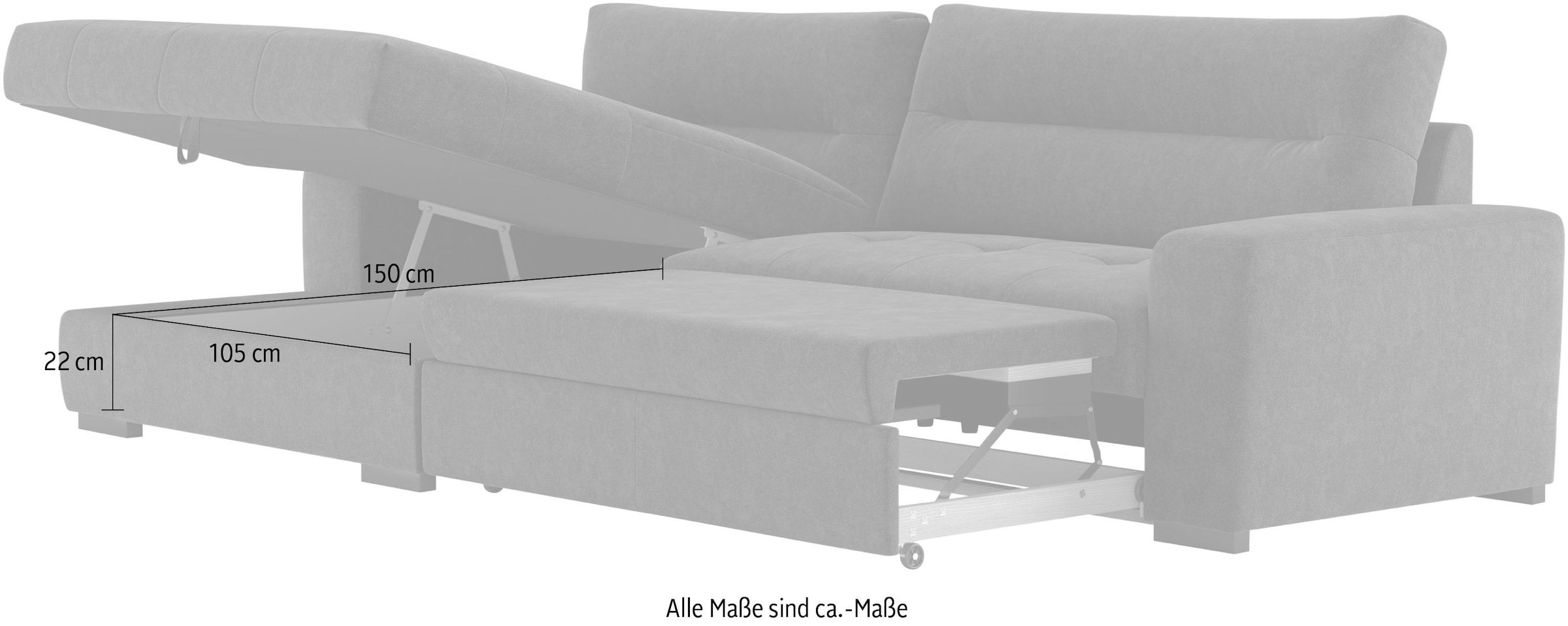COTTA Ecksofa »Cappa L-Form«, wahlweise mit Bettfunktion und Bettkasten