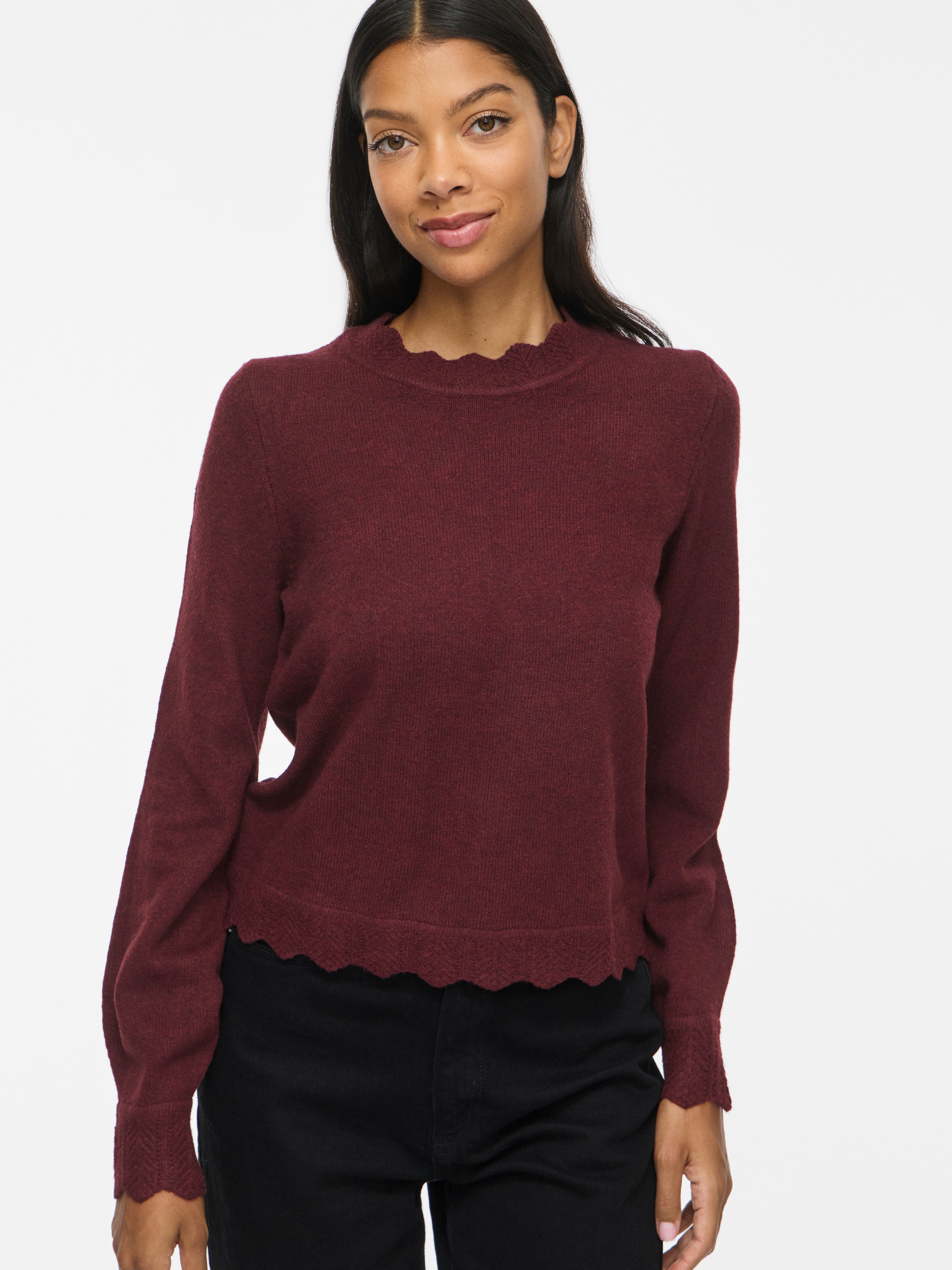 Vila Strickpullover »VINIKOLINA O-NECK L/S KNIT TOP - NOOS« Materialmix, regular fit