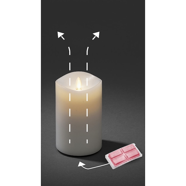 KONSTSMIDE LED-Kerze, Duftkerze, weiß, flackernd, mit Lavendel-Duftpad, Ø 9  cm, H. ca. 13 cm auf Rechnung kaufen