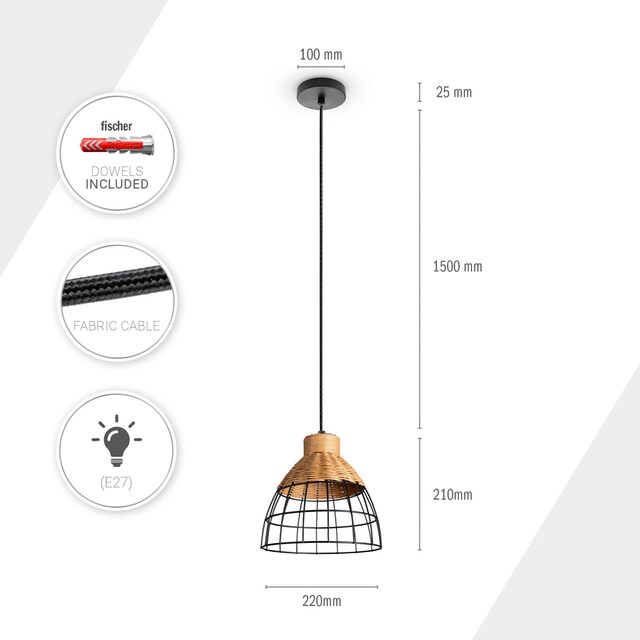 Paco Home Pendelleuchte »PUCU«, Korb Lampe LED Hängeleuchte Rattan  Esszimmerlampe Boho E27 Vintage online kaufen | mit 3 Jahren XXL Garantie