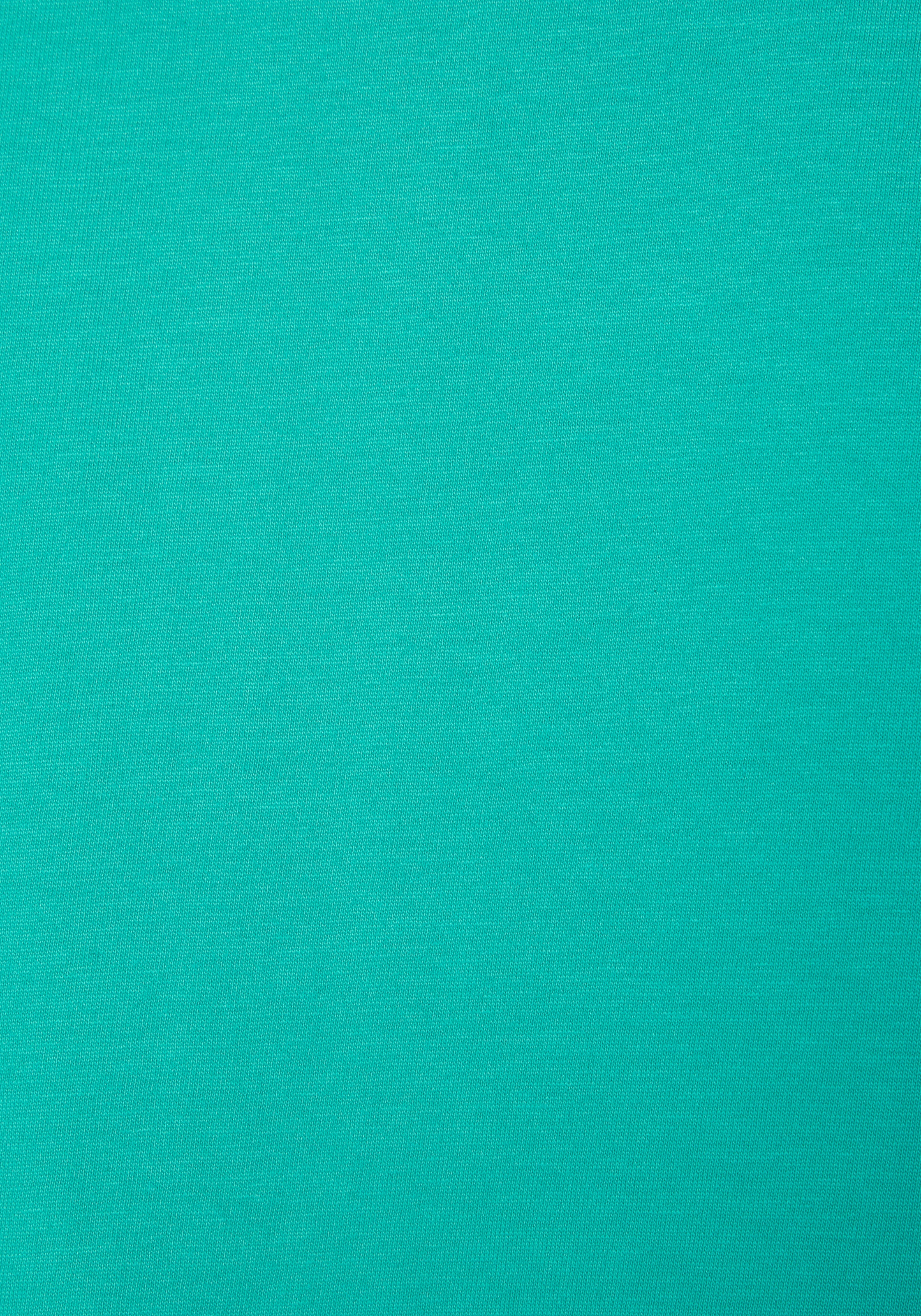 LASCANA Kurzarmshirt »mit glitzernem Strass-Design am Arm« aus weicher Baumwoll-Qualität