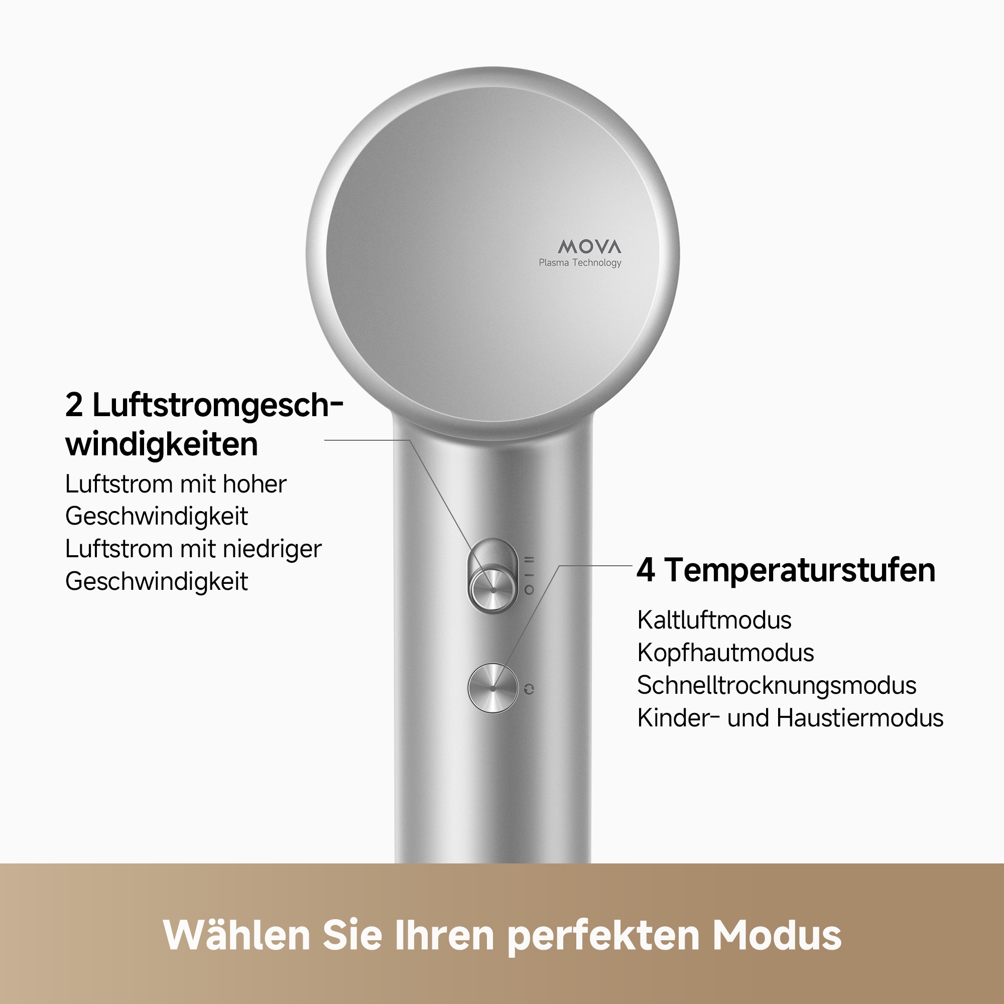 Mova Haartrockner »Shine 10« 1.800 W 1 Aufsätze