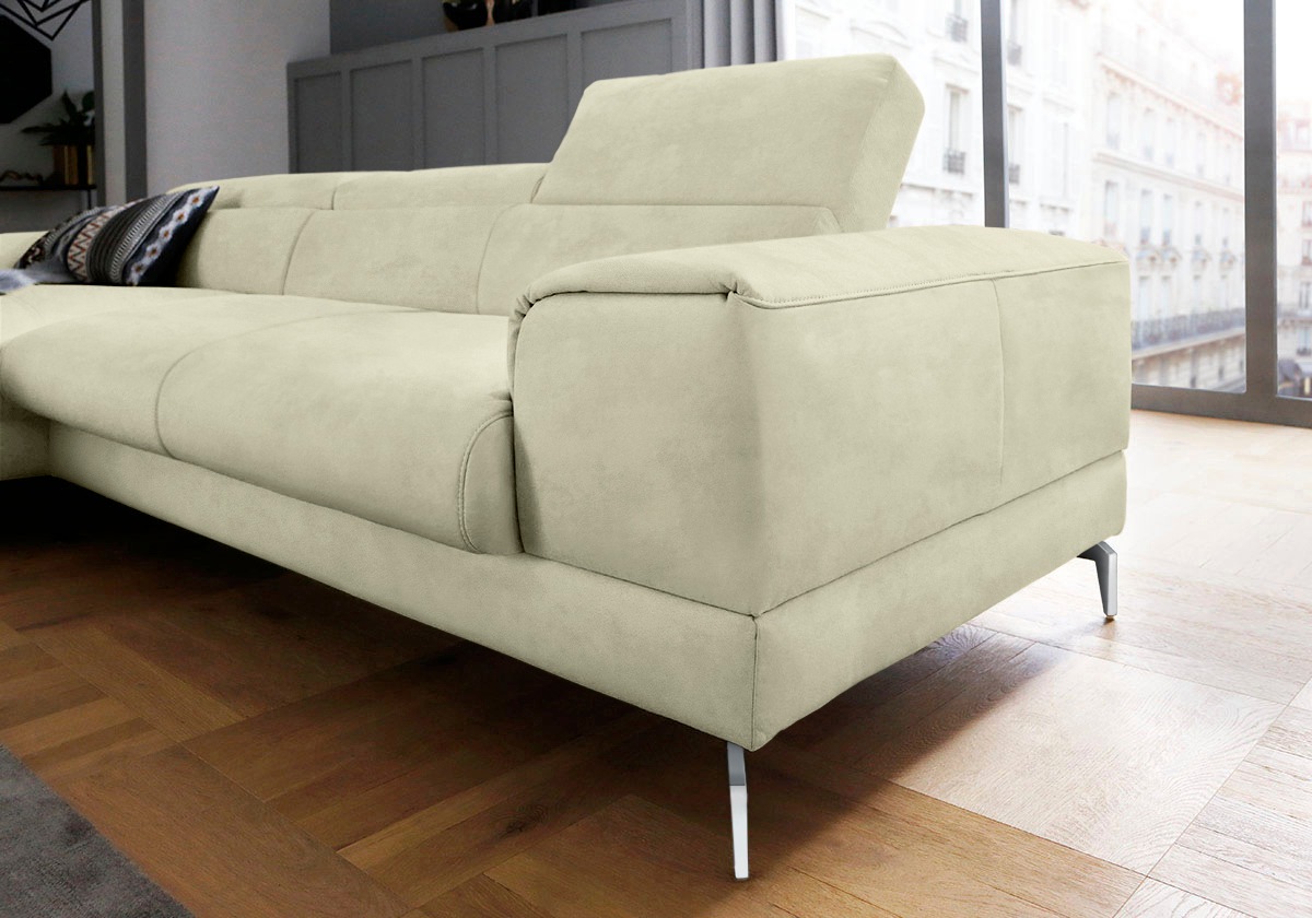 W.SCHILLIG Ecksofa »piedroo, Designsofa mit tollem Sitzkomfort, bequem und elegant, L-Form«, Kopfteilverstellung, wahlweise mit Sitztiefenverstellung, Breite 303cm