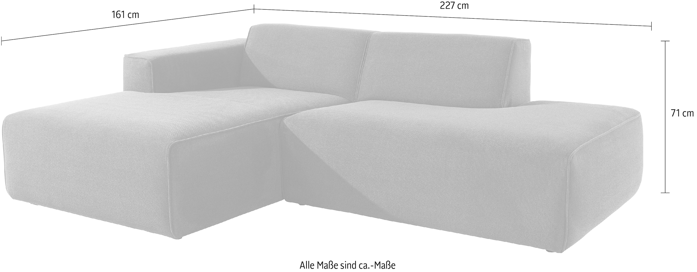 andas Ecksofa »Noord mit Kedernaht, Breite 227 cm«, mit Kedernaht, Breite 227 cm, Cord, Struktur