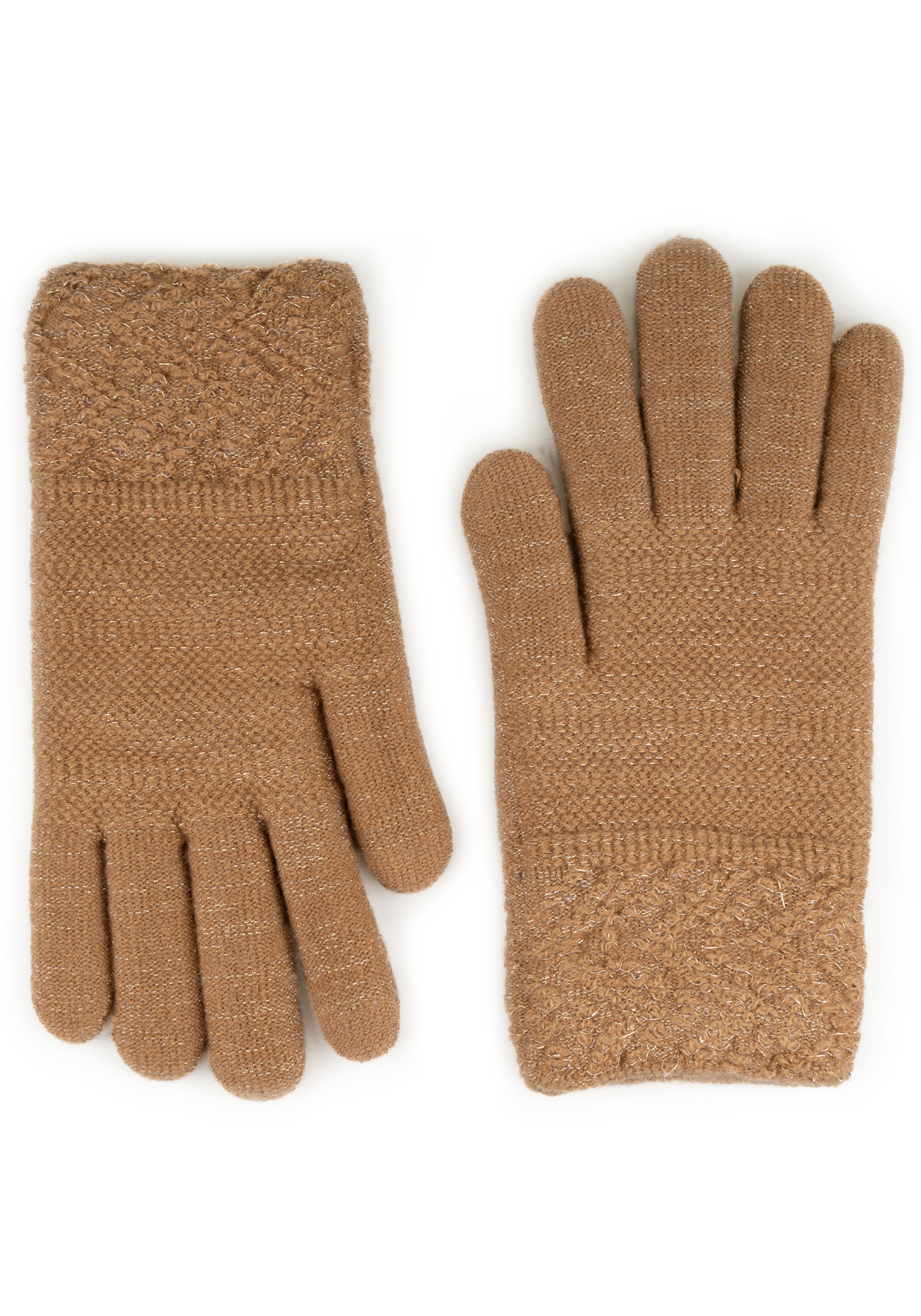 Capelli New York Strickhandschuhe dezenter Metallic-Schimmer, gemustert, hoch elastisch