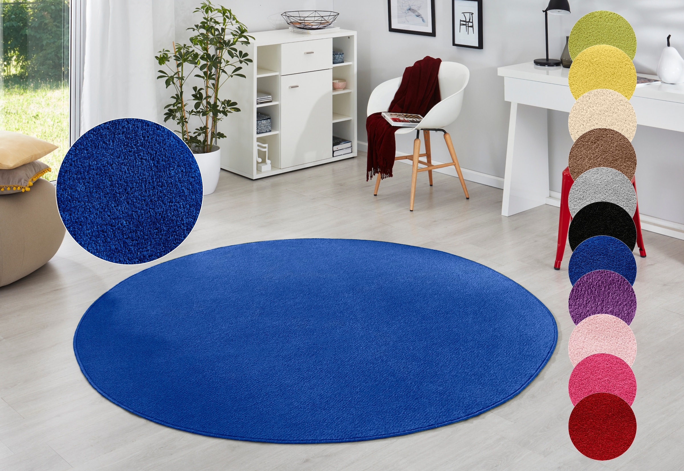 HANSE Home Teppich »Fancy«, rund, 7 mm Höhe, Kurzflor, Weich, Einfarbig, Wohnzimmer, Schlafzimmer, Esszimmer