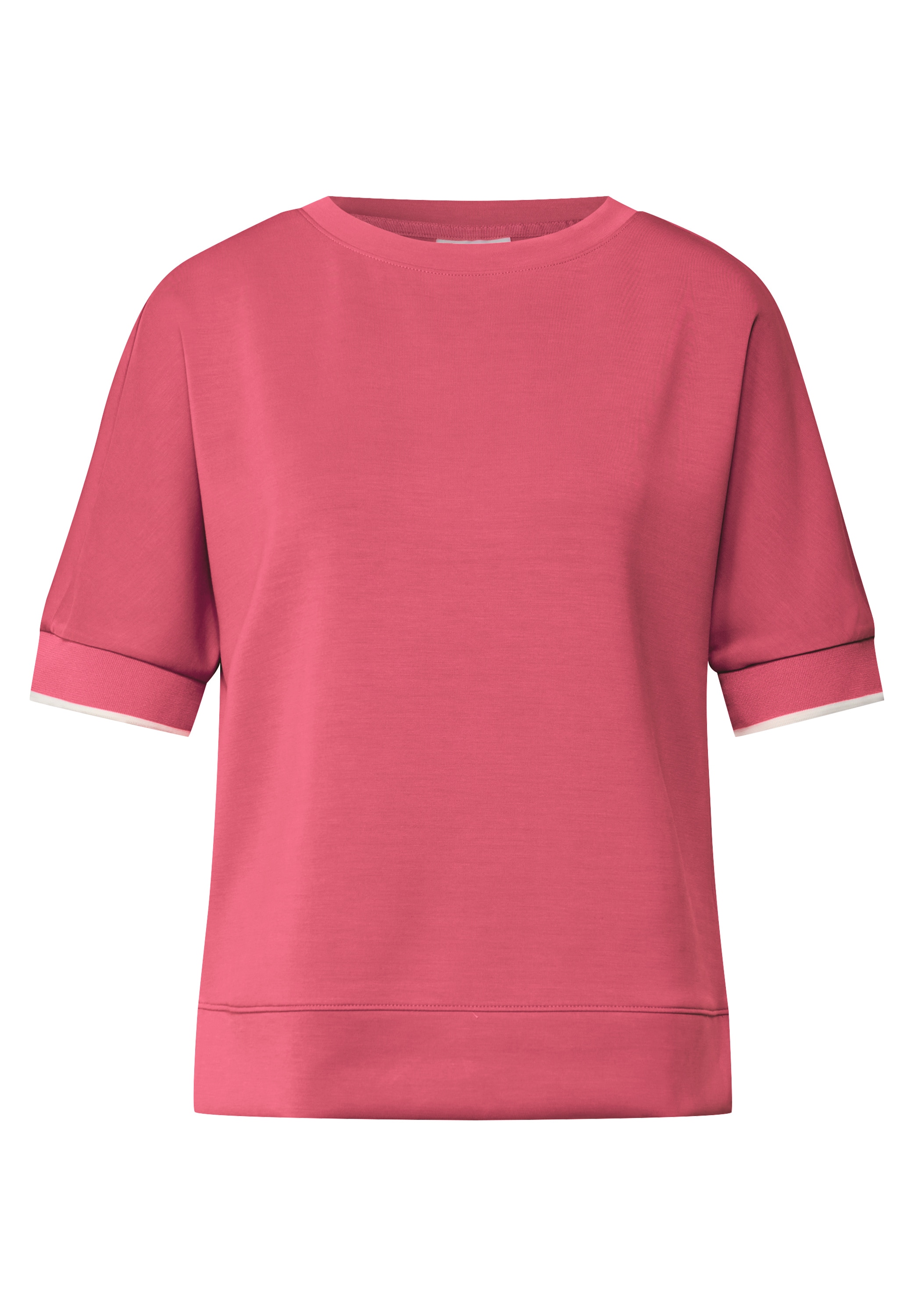 STREET ONE T-Shirt, im Silk Look und mit dezentem Kontrastdetail, Sommershirt