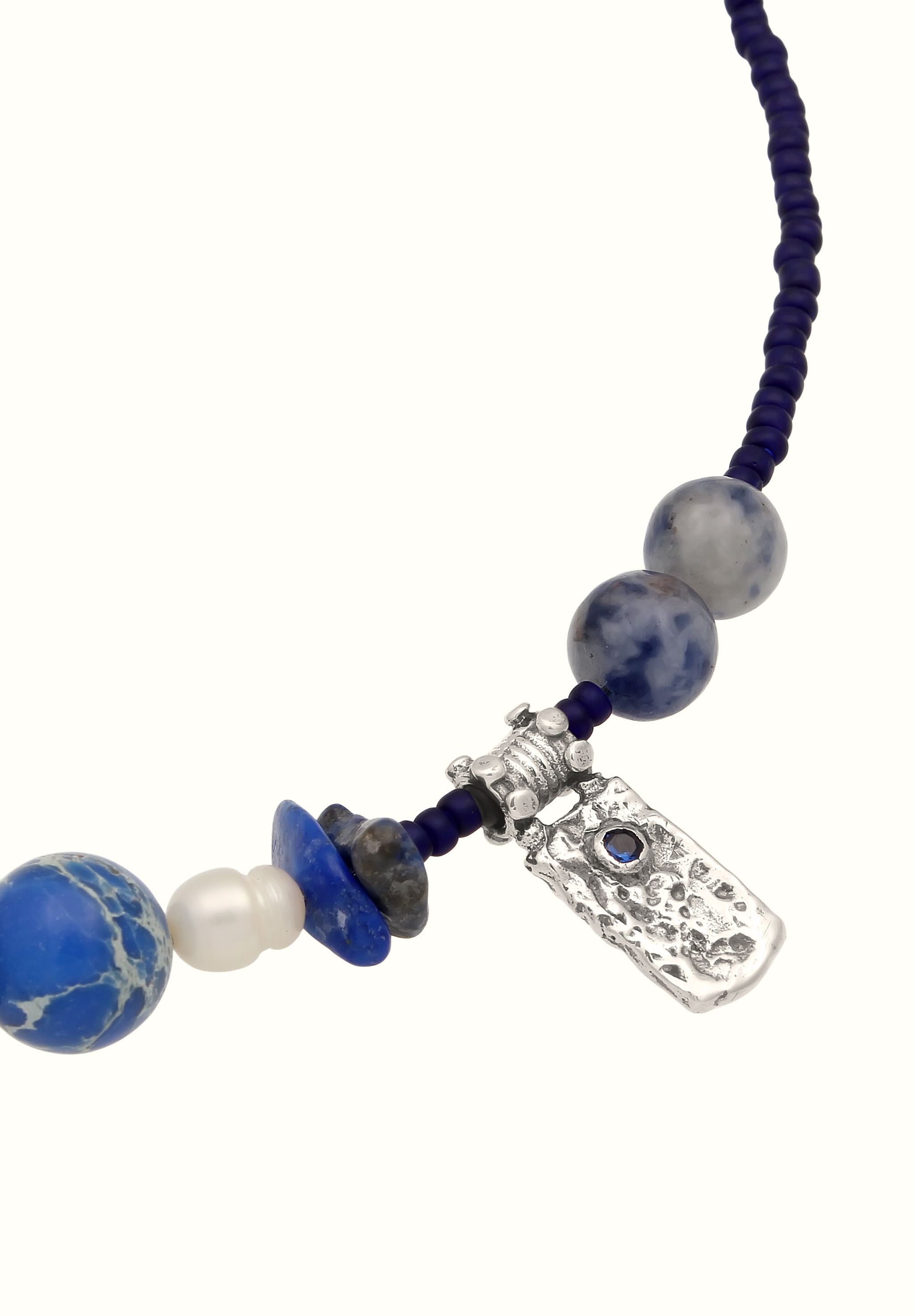 HAZE & GLORY Silberkette »Halskette Lapis Lazuli Perlen 925 Sterling Silber«