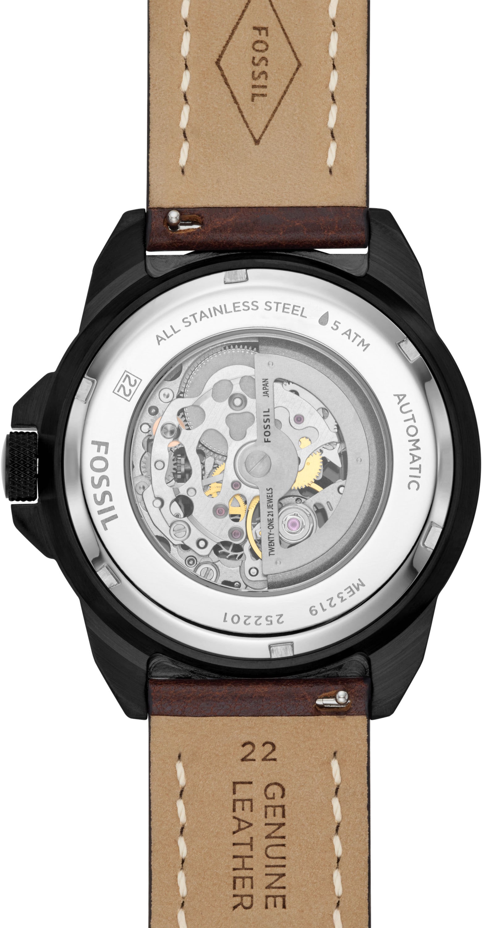 Fossil Automatikuhr »BRONSON, ME3219«, Armbanduhr, Herrenuhr, mechanische Uhr, Nachhaltigkeitssiegel