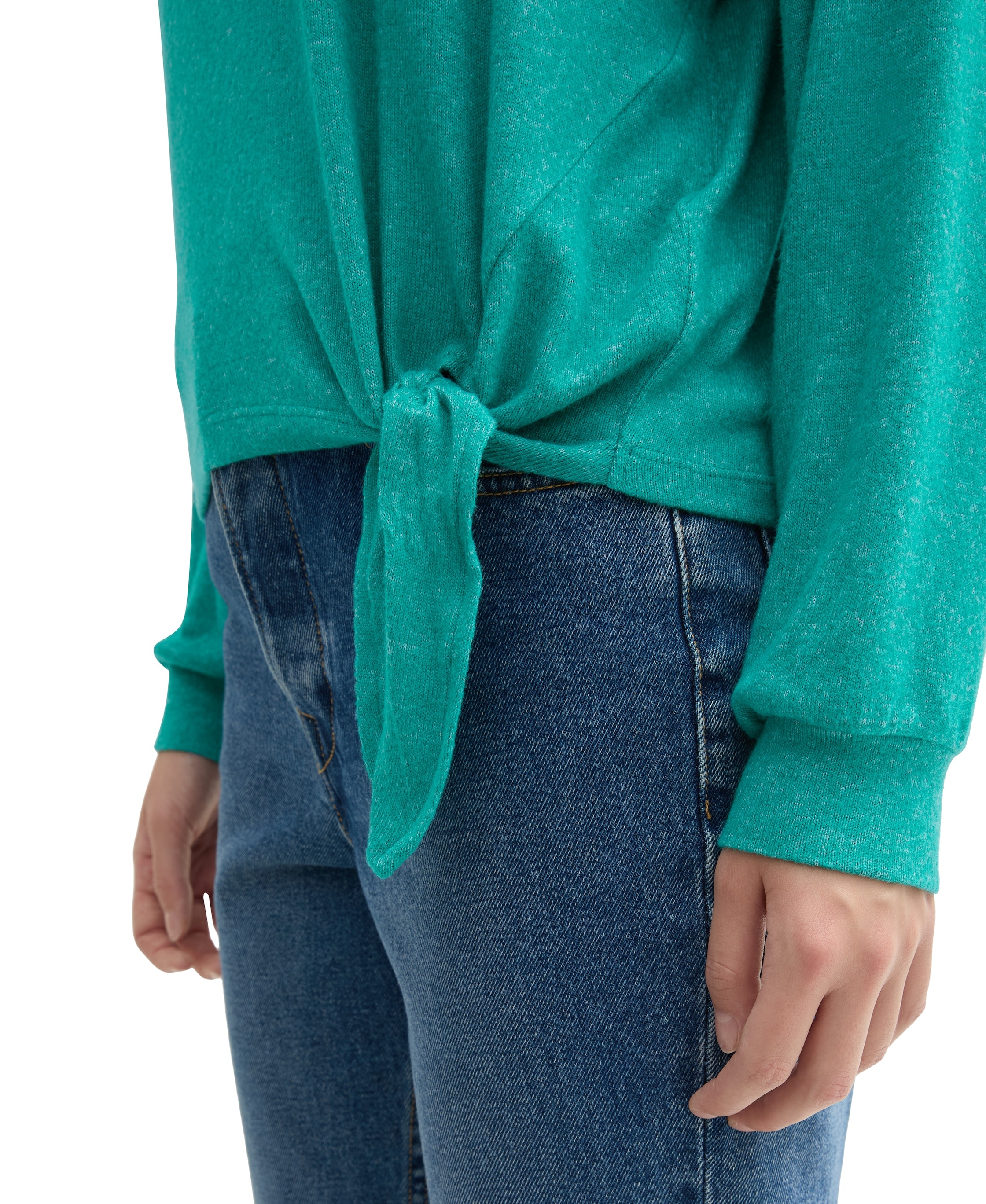 TOM TAILOR Denim Langarmshirt mit seitlichem Knoten