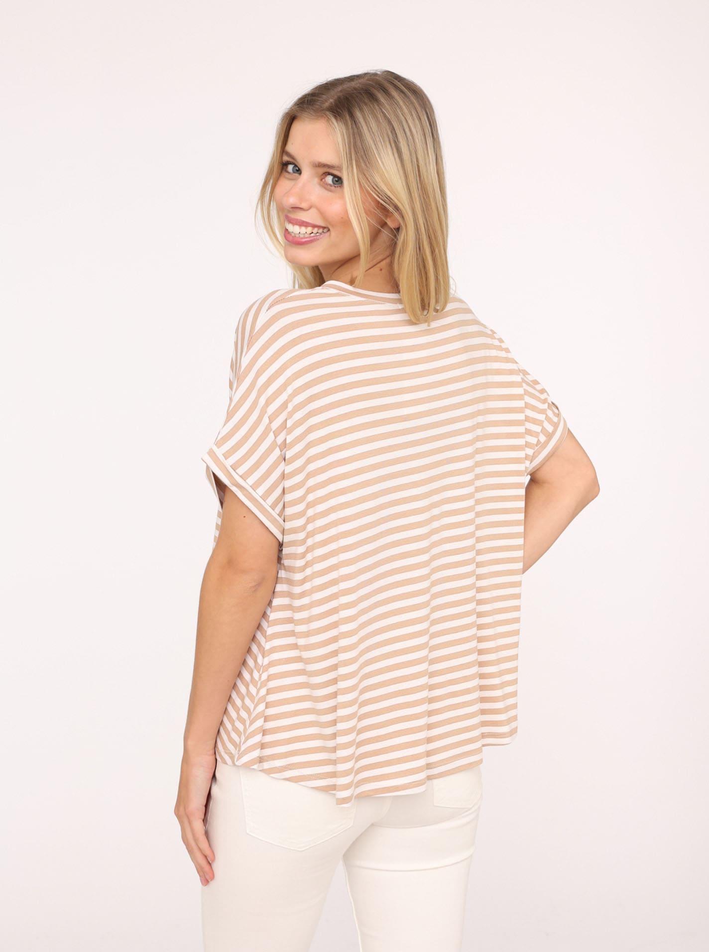 Zwillingsherz T-Shirt »"Maritime Streifen"«, One Size, Kurzarm, V-Ausschnitt, gestreift, Loose Fit