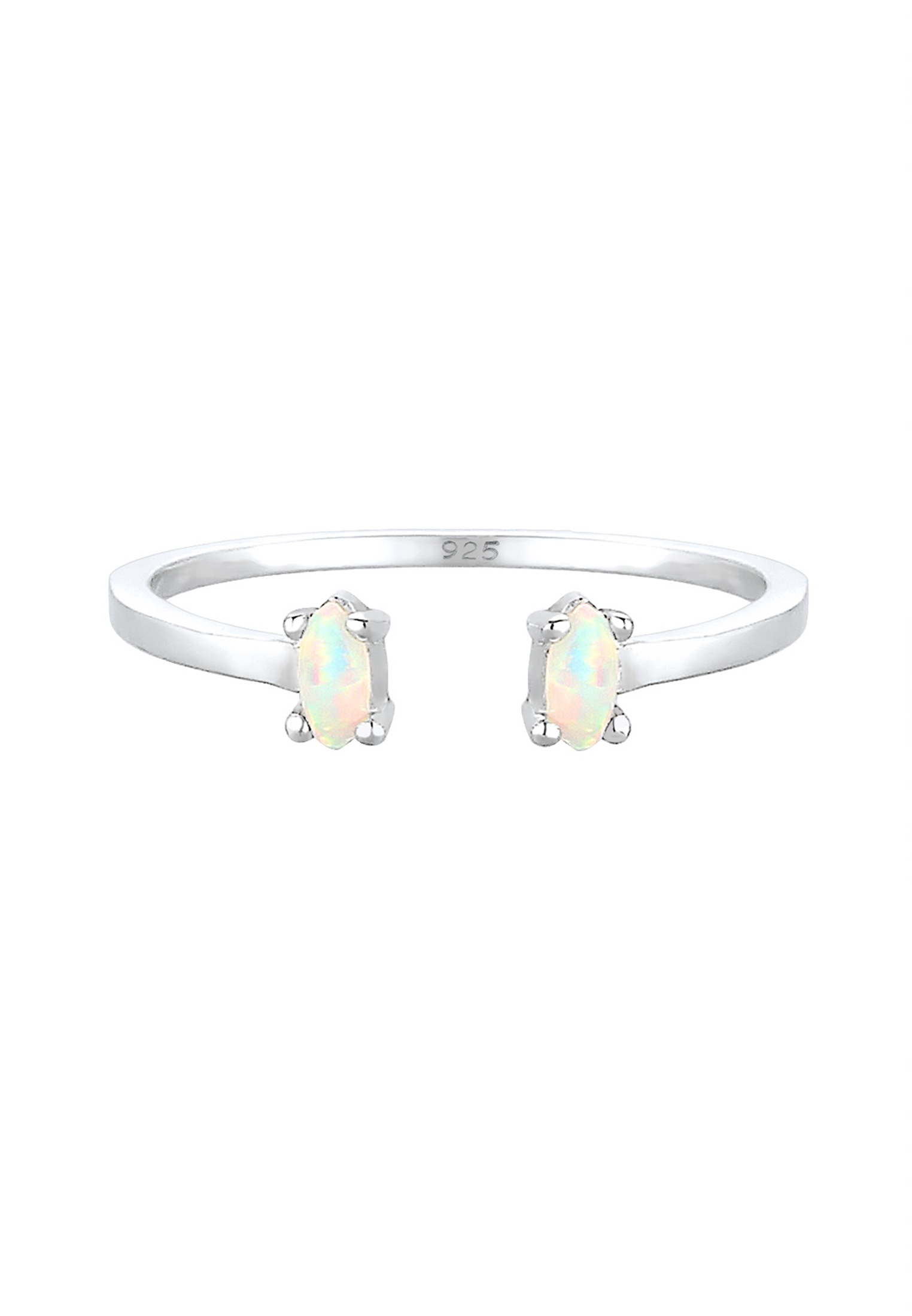 Elli Silberring »Ring mit Opal Oval Offen Verstellbar 925 Silber«